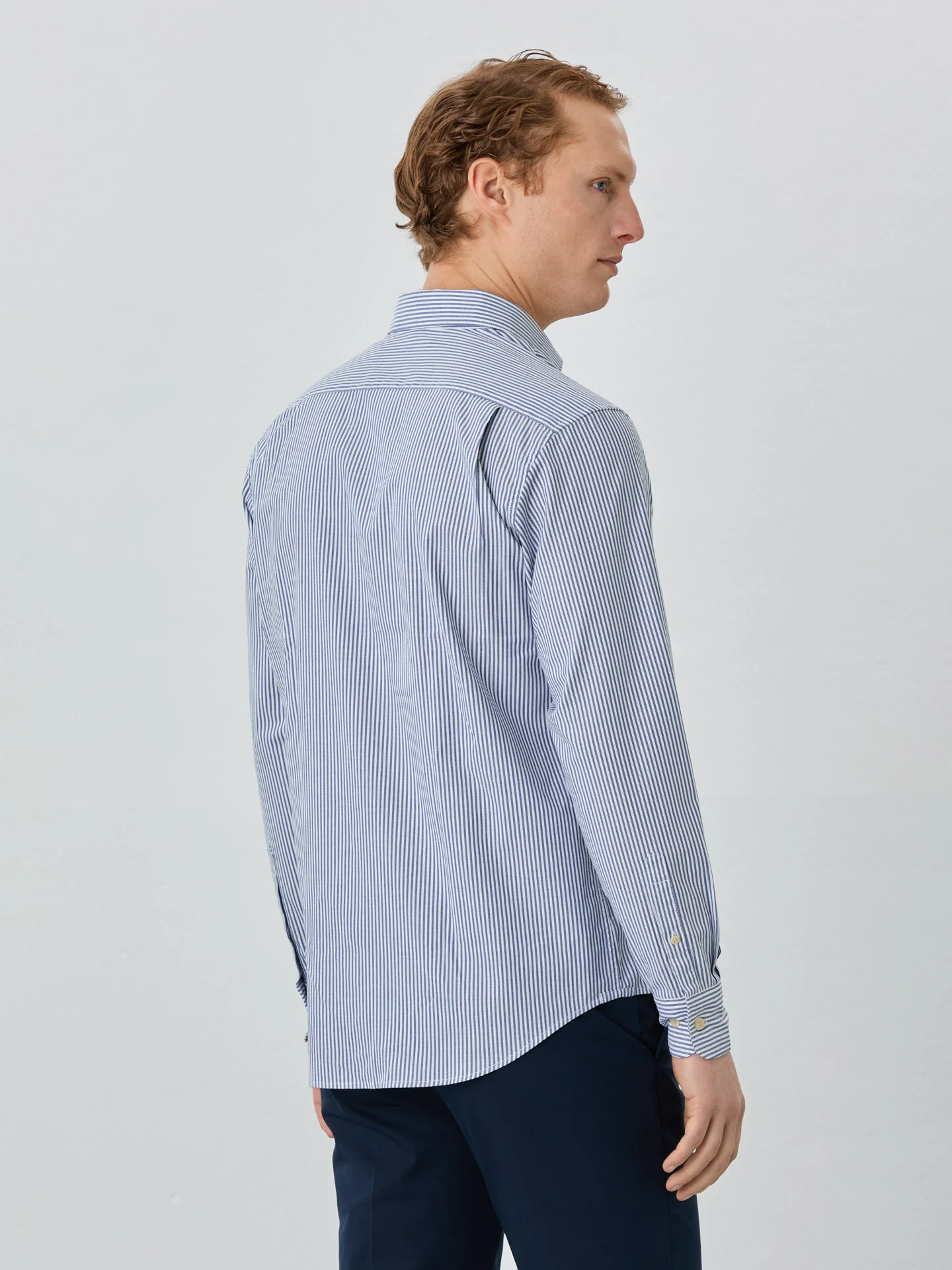 Regular Fit Shirt With Open Collar In BCI Cotton With Stripes - Image 3
