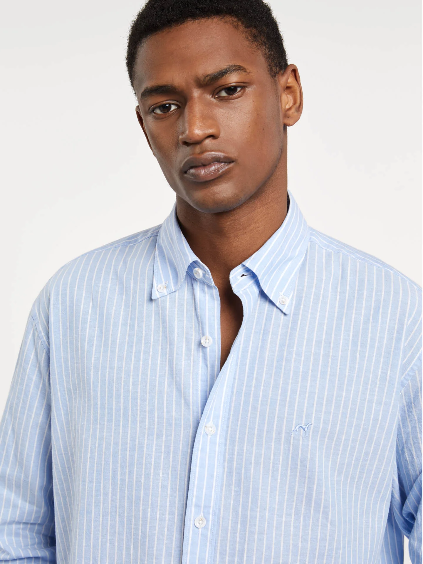 Regular fit special edition cotton-linen blend striped shirt - Image 2
