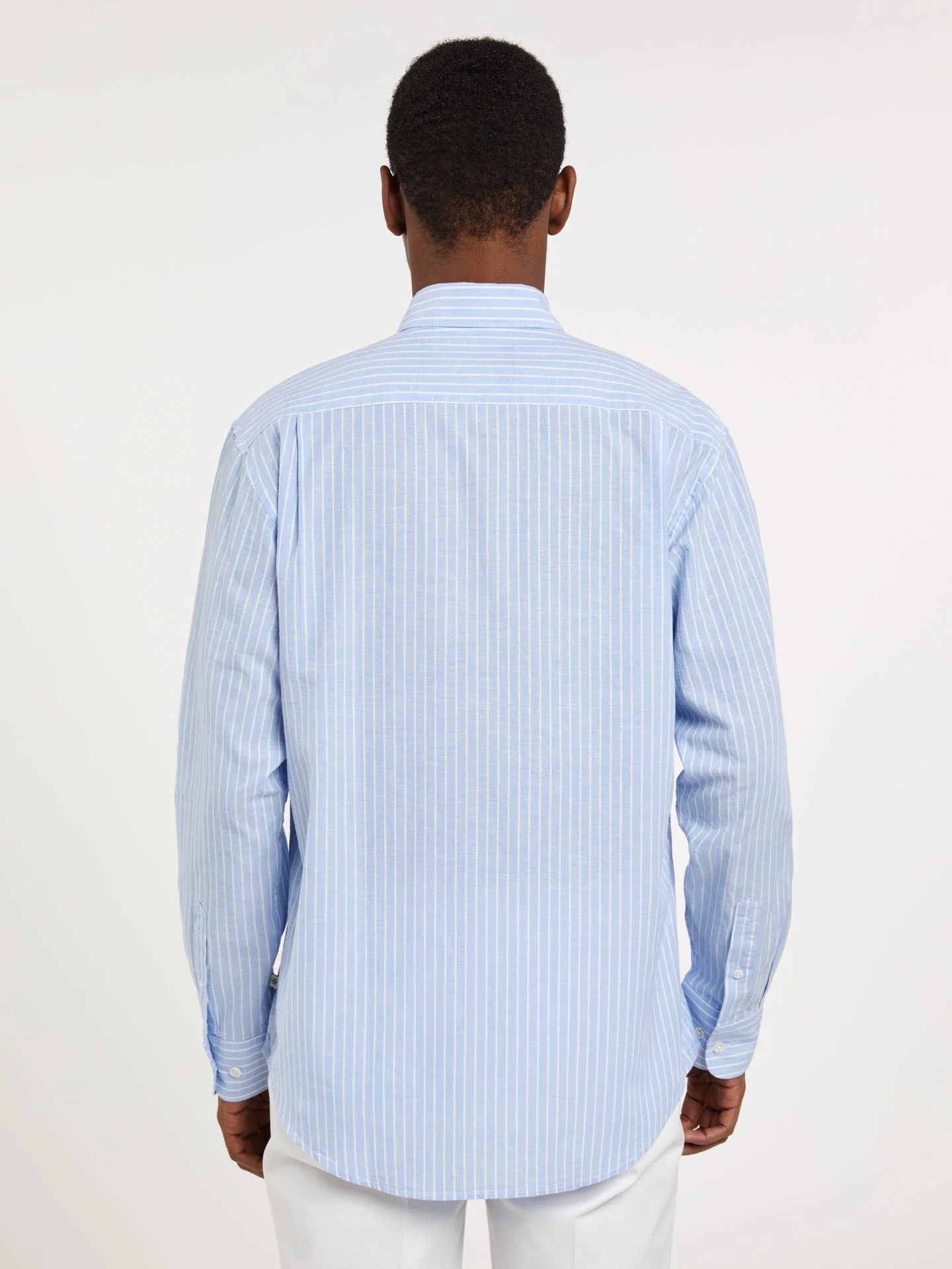 Regular fit special edition cotton-linen blend striped shirt - Image 3