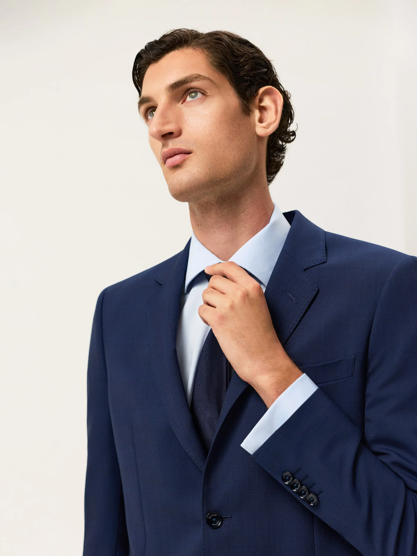 Regular Fit Twill Formal Shirt With Oxford Collar And Double Cuff
