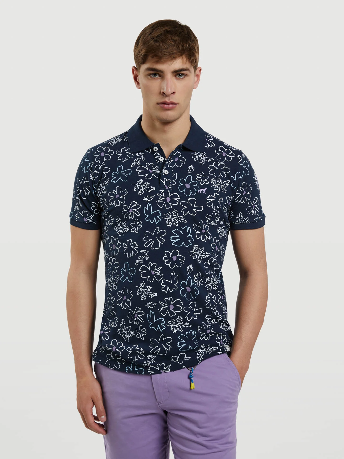 Respekt Polo Piqué Shirt With 'Flowers' Print