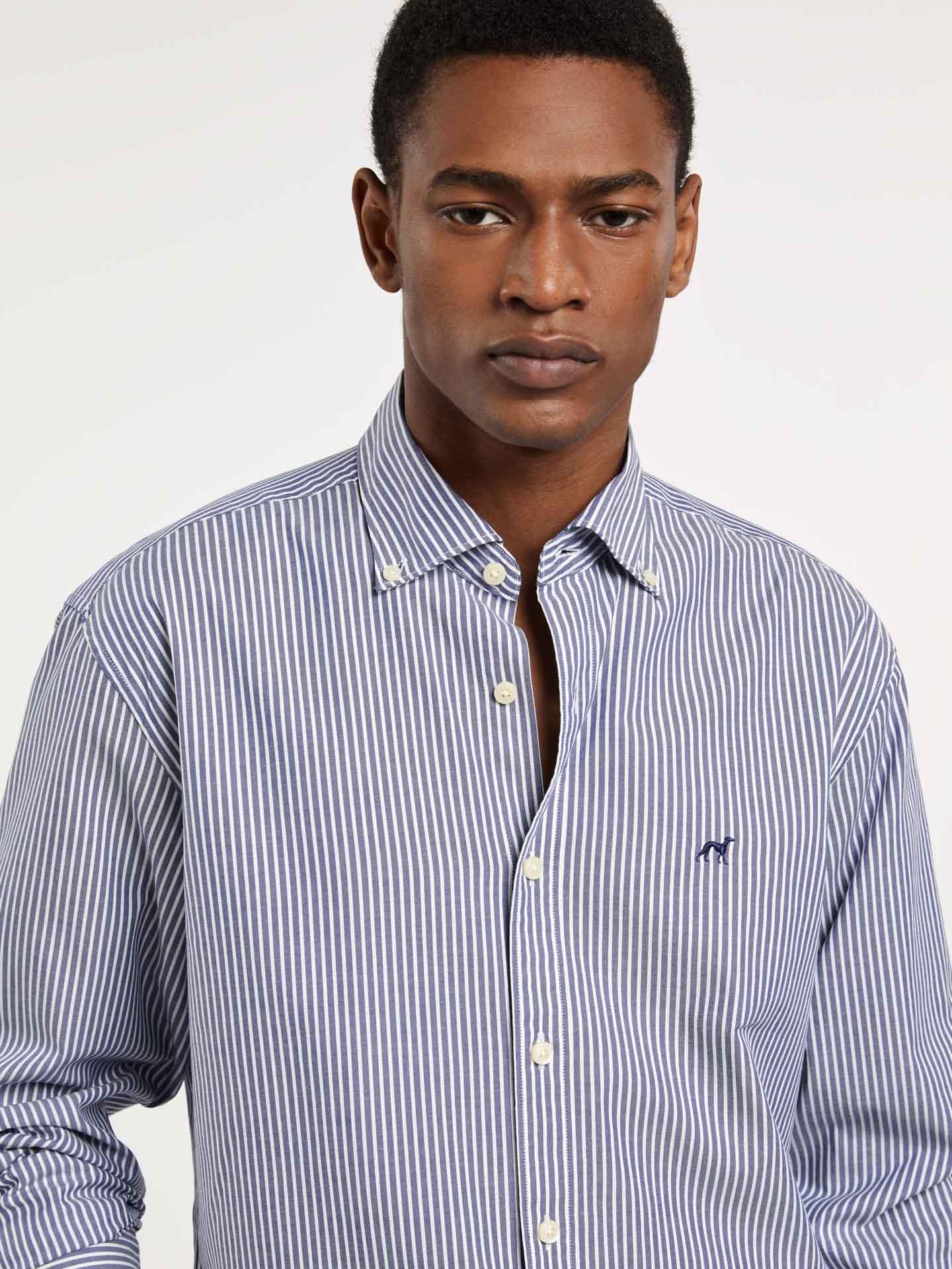 Respekt slim fit striped oxford shirt - Image 2