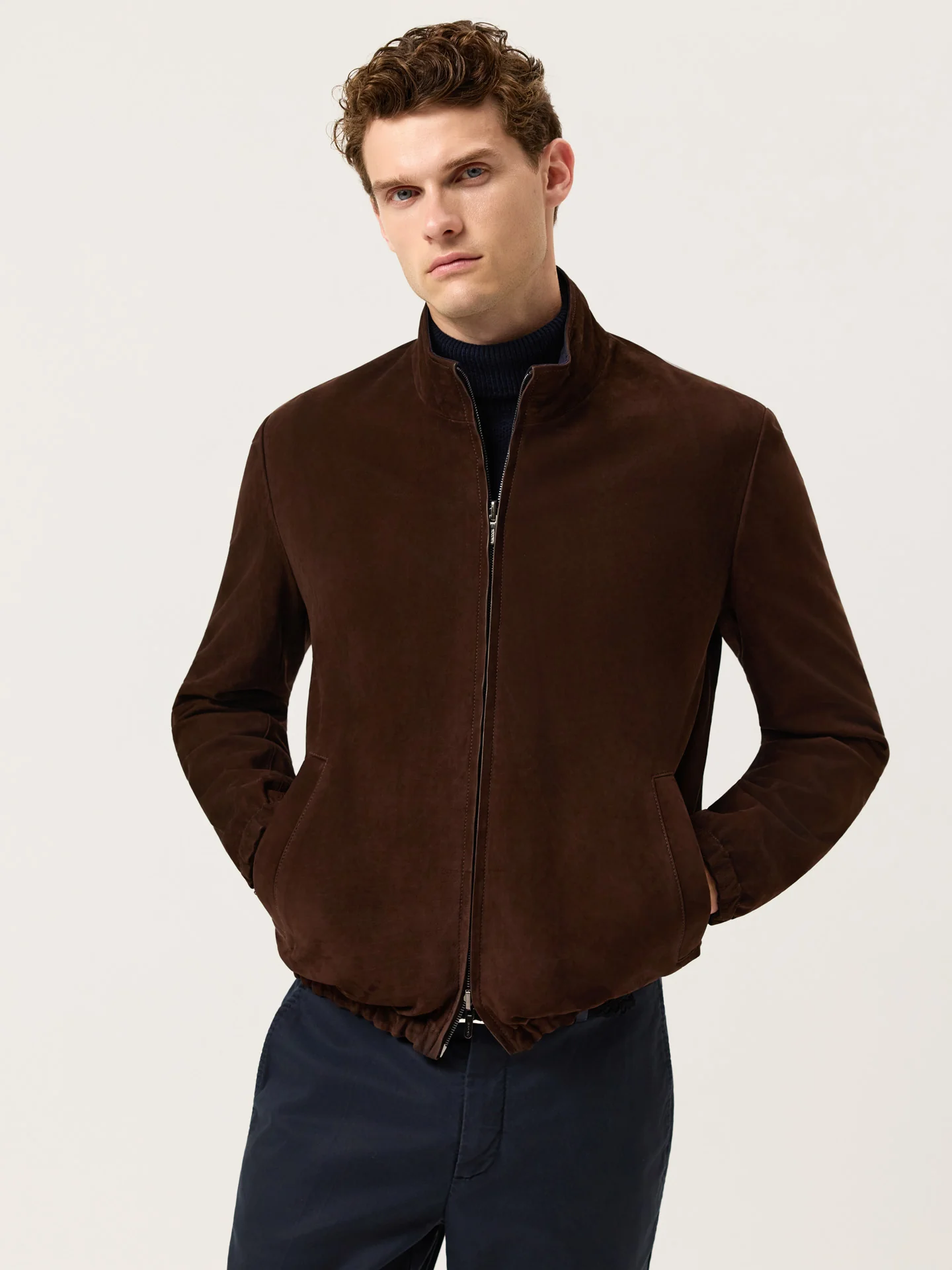 Reversible Leather Jacket In Cow Calf Nubuck