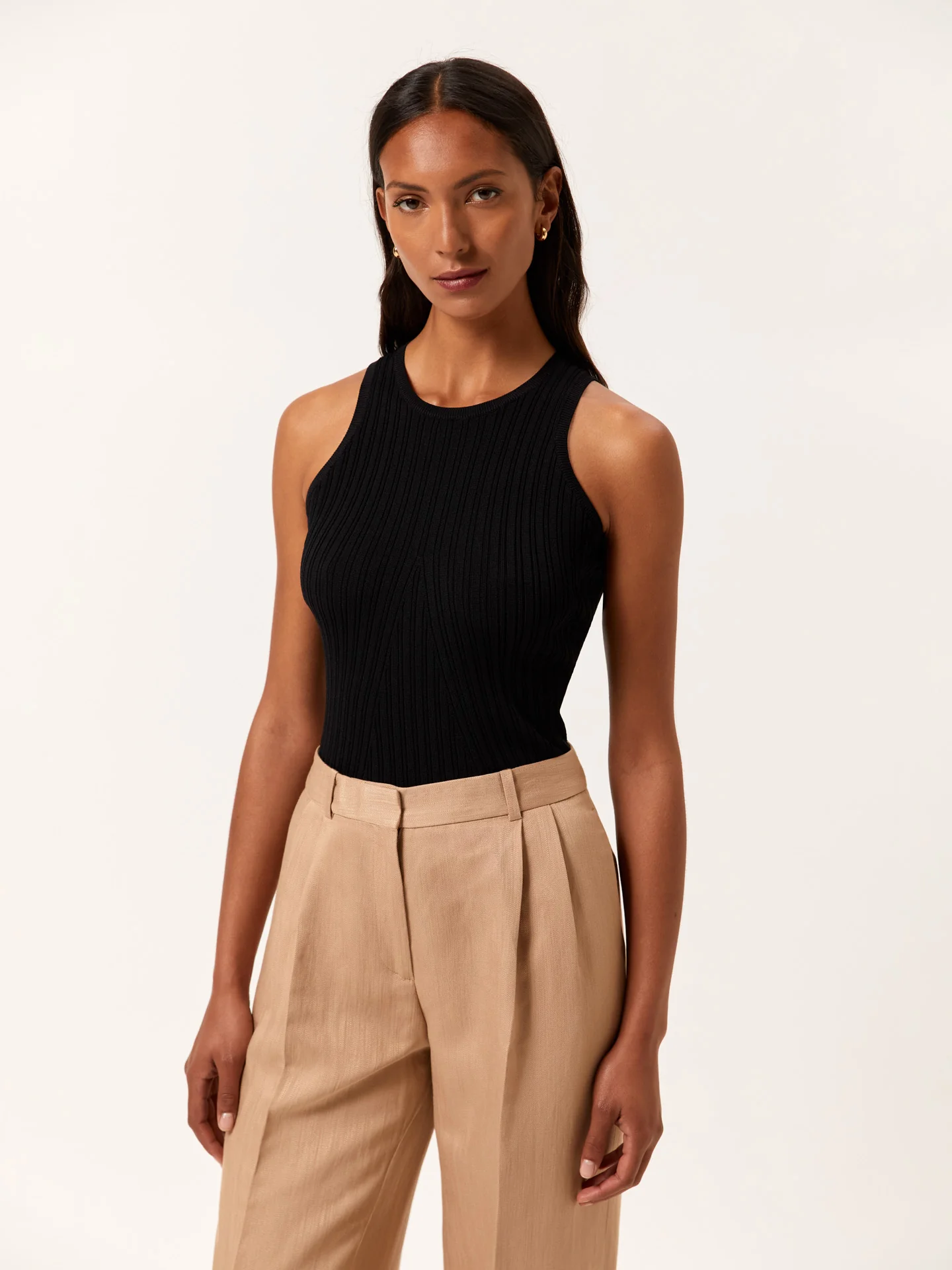 Ribbed Tank Top In Viscose & Nylon Blend - Image 2