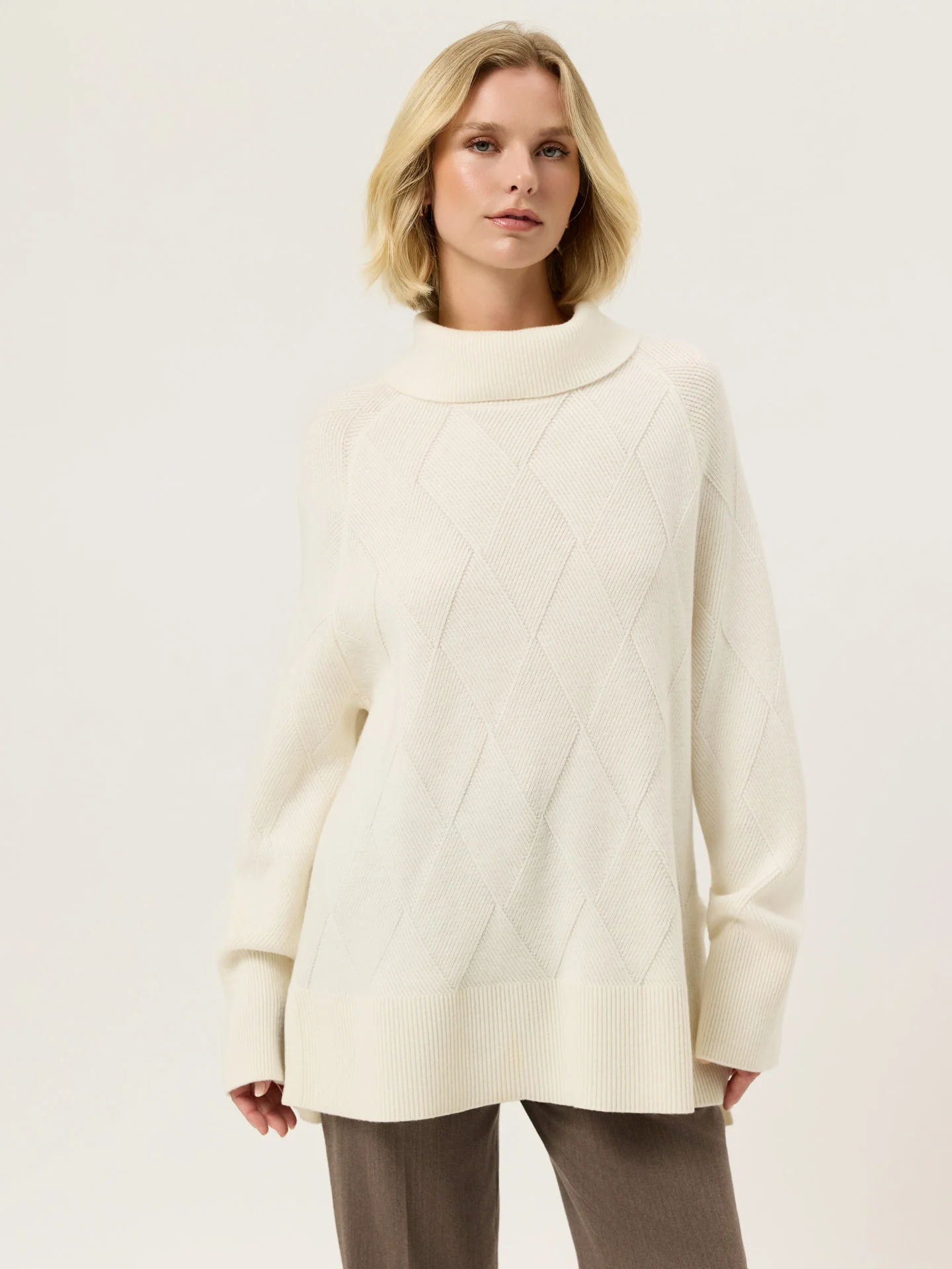 Roll Neck Sweater In Lambswool