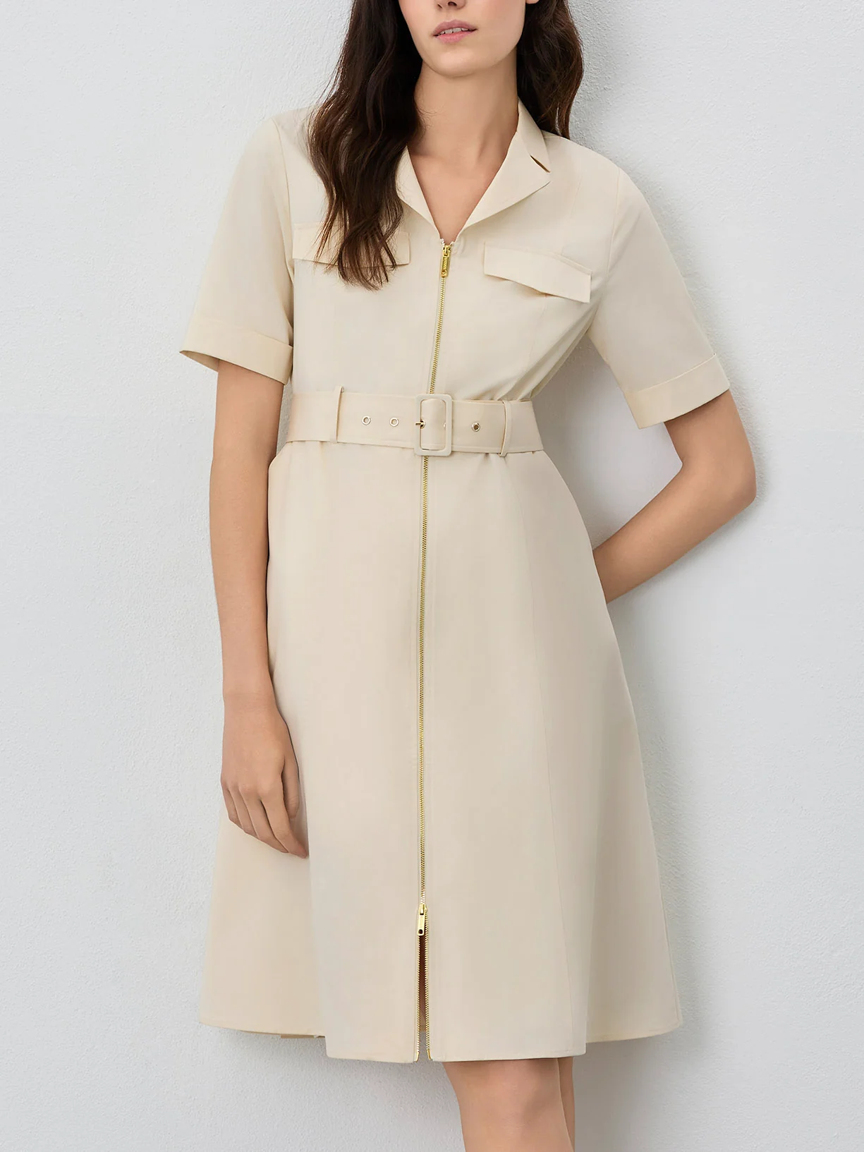 Safari Knee Lenght Dress In Cotton Tencel