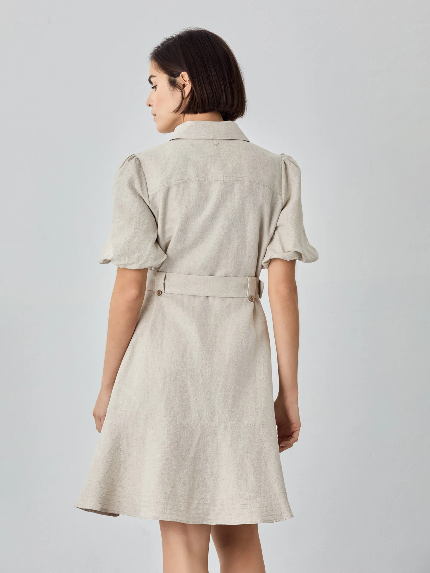 Safari Mini Dress In Cotton Linen Blend - Image 4