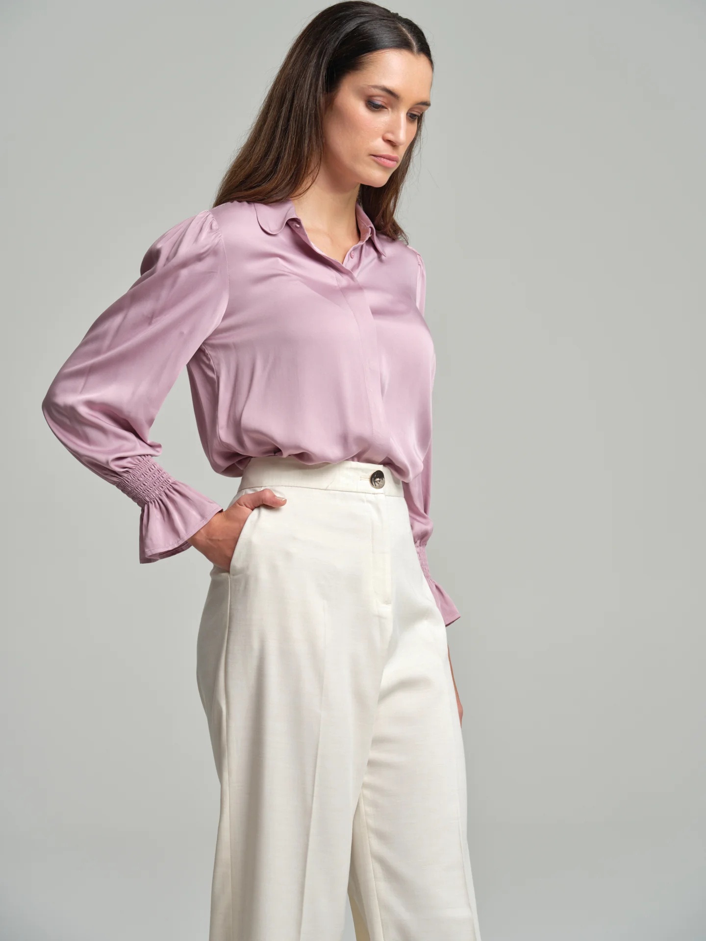Shirt blouse with smock sleeves - Image 2