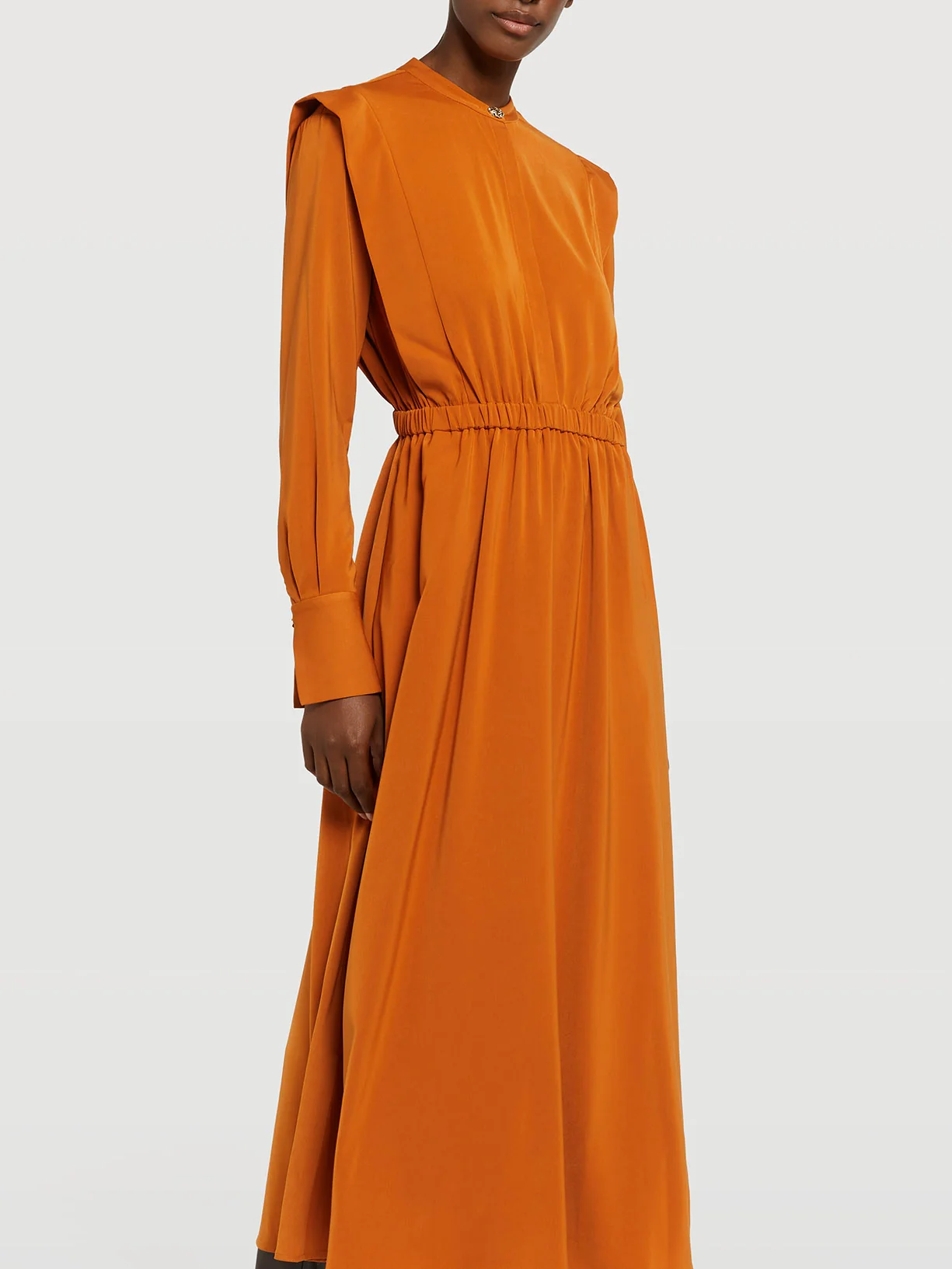 Shirt dress with elastic waistband