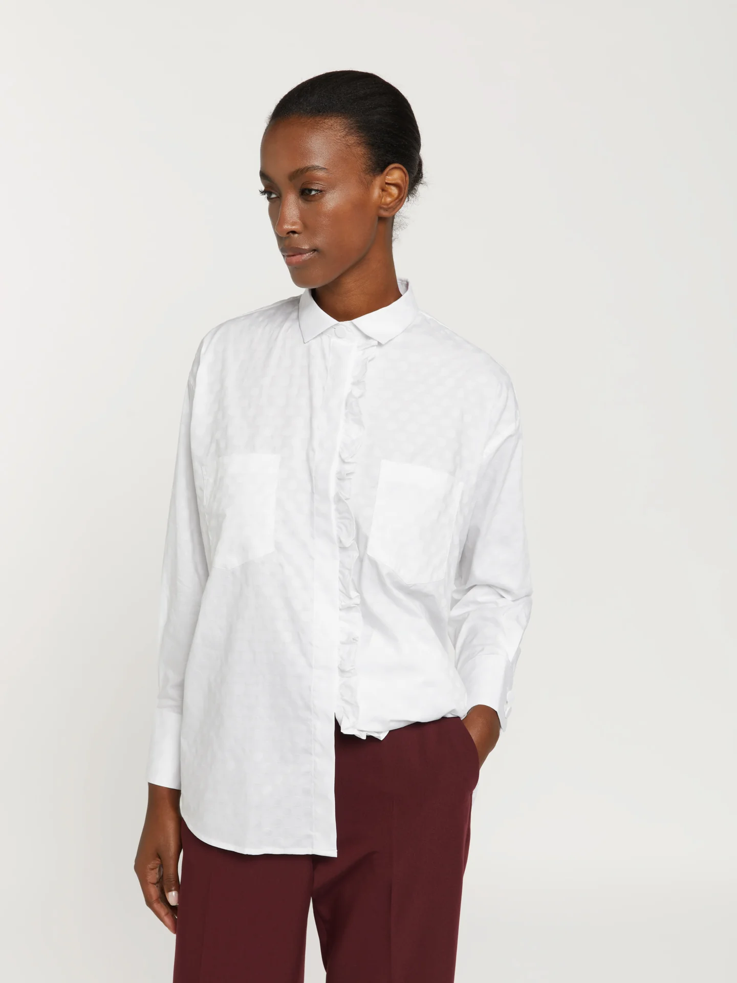 Shirt with fabric frill detail