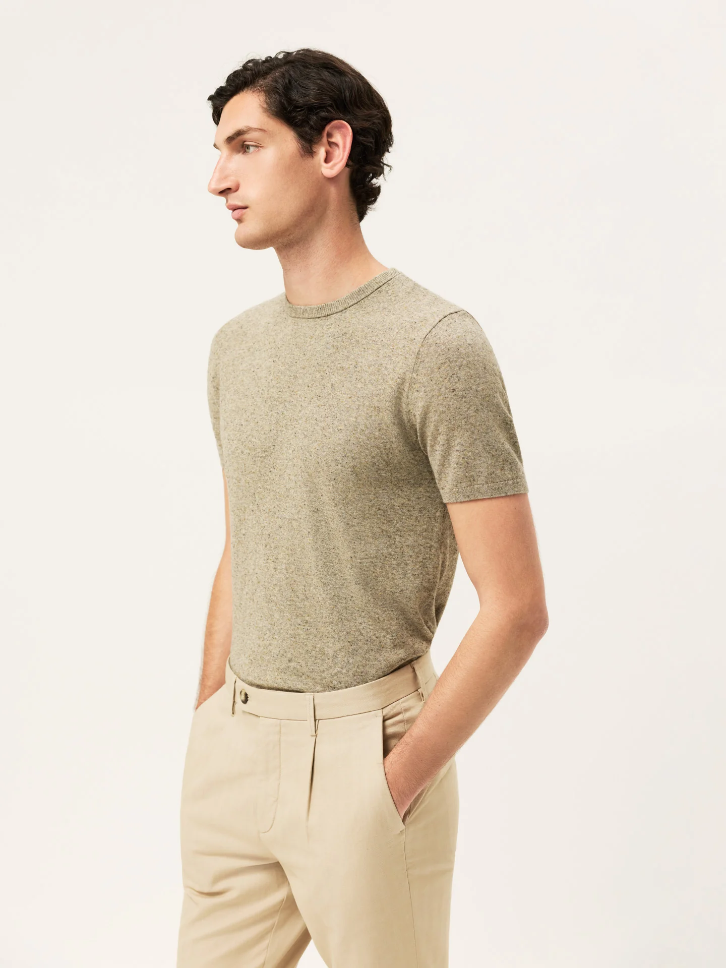 Short Sleeve Crew Neck Sweater In Cotton Linen Blend - Image 10