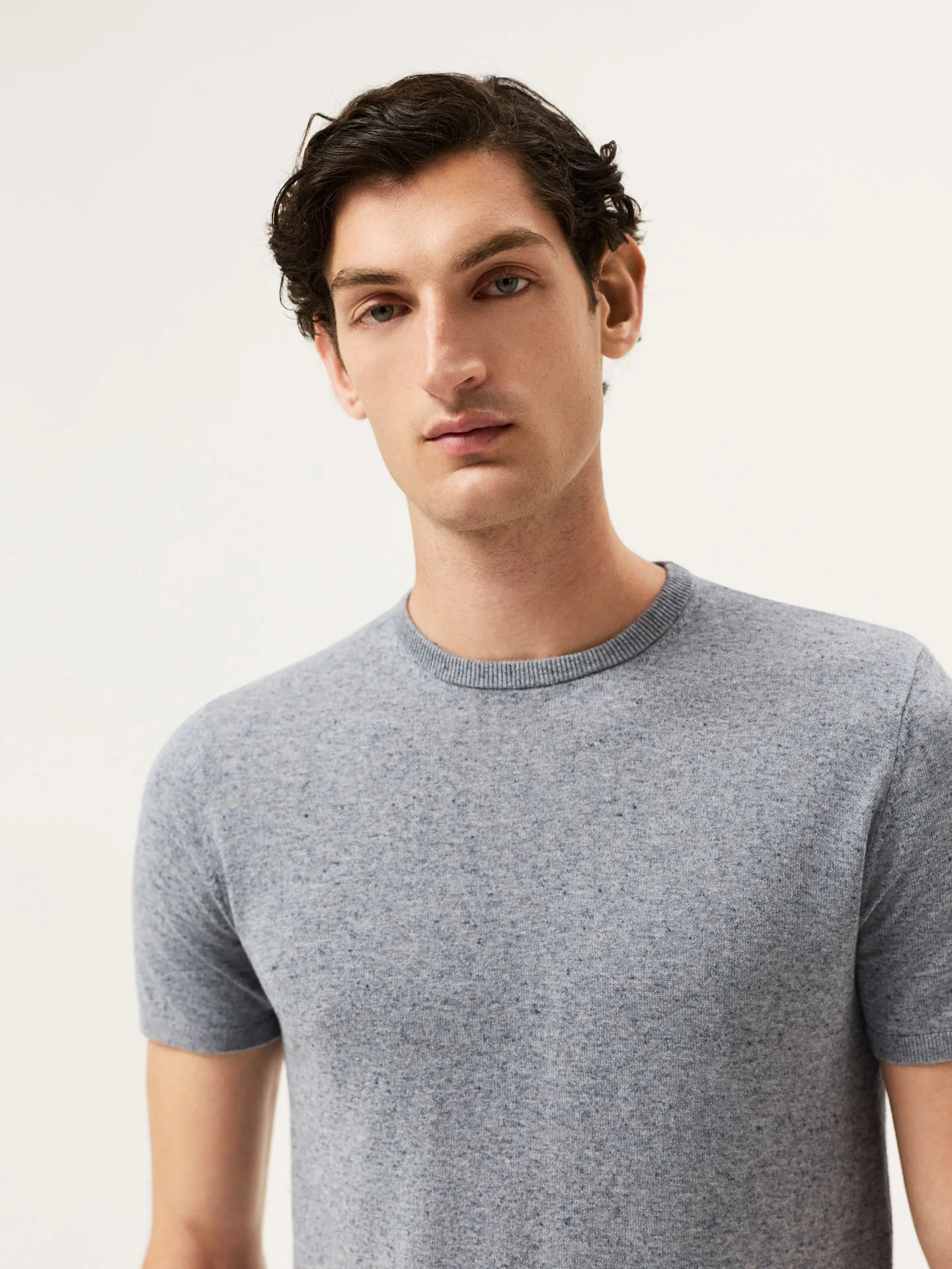 Short Sleeve Crew Neck Sweater In Cotton Linen Blend - Image 5