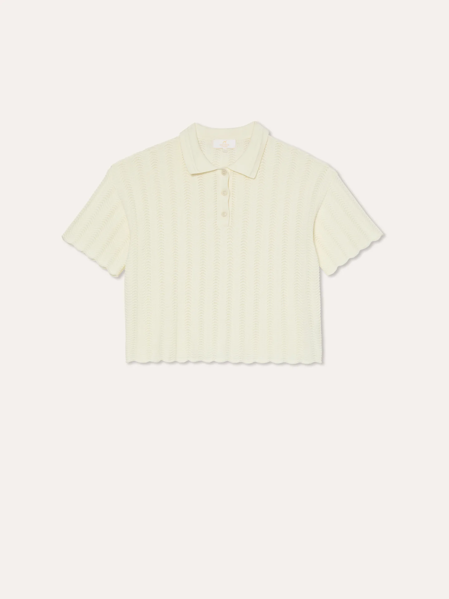 Short-Sleeve Polo Sweater With Fancy Knitting In Cotton - Image 4
