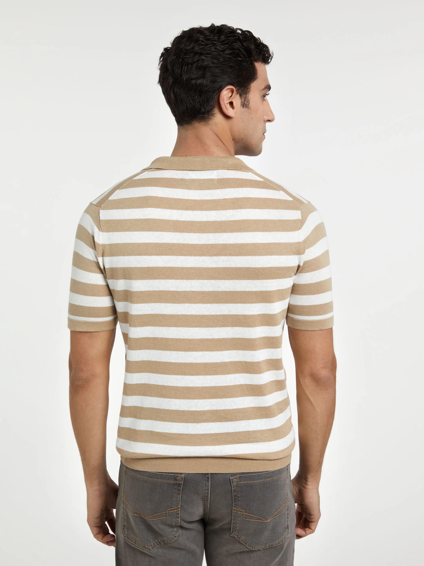 Short Sleeve Polo Sweater With Stripes - Image 3