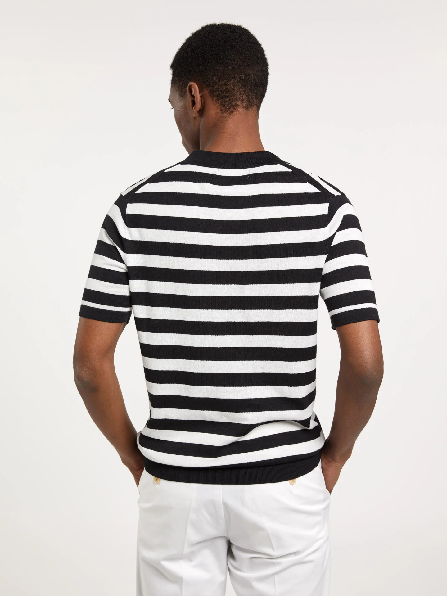 Short Sleeve Polo Sweater With Stripes - Image 5