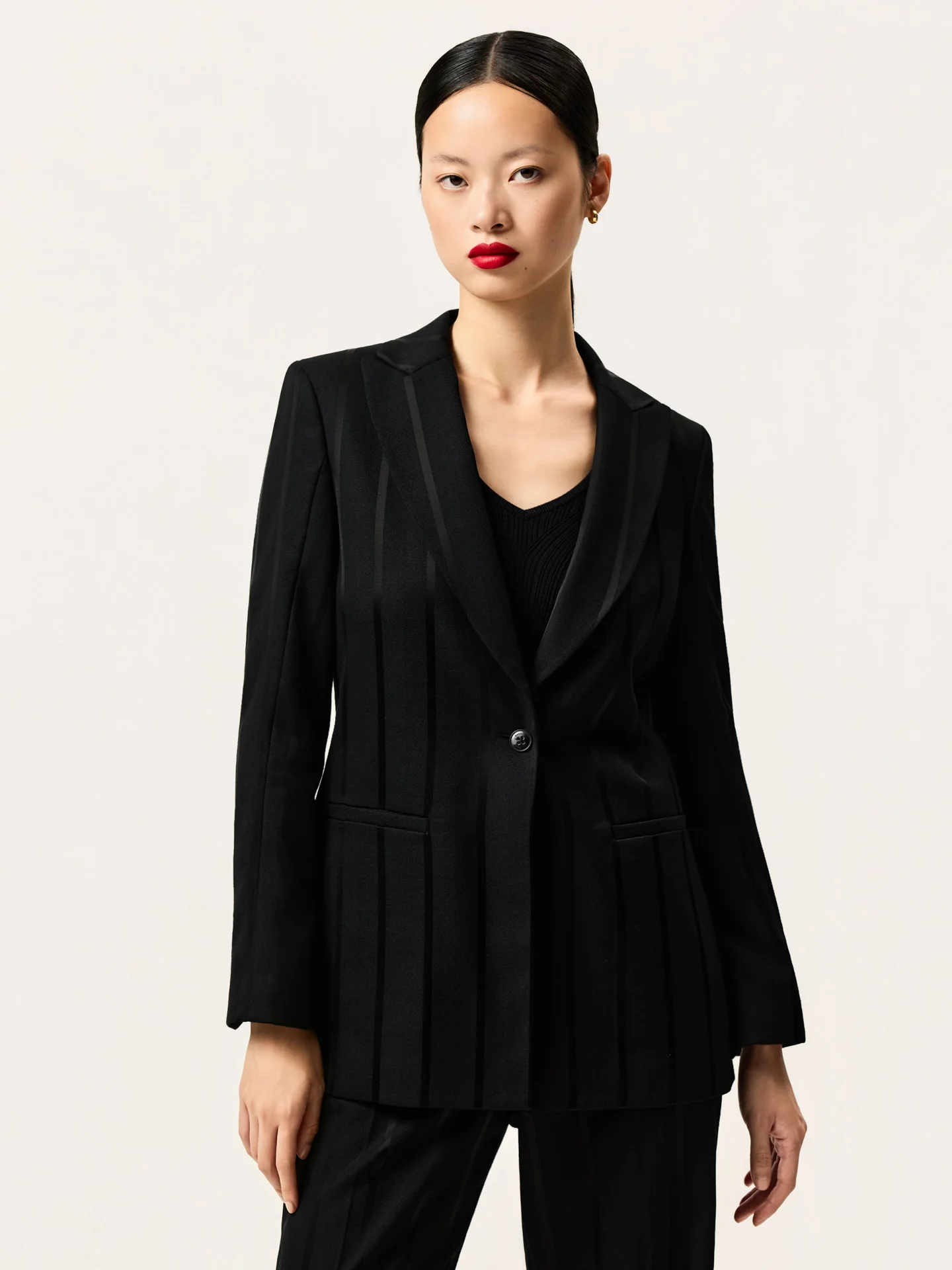 Single-Breasted Blazer In Striped Viscose Blend
