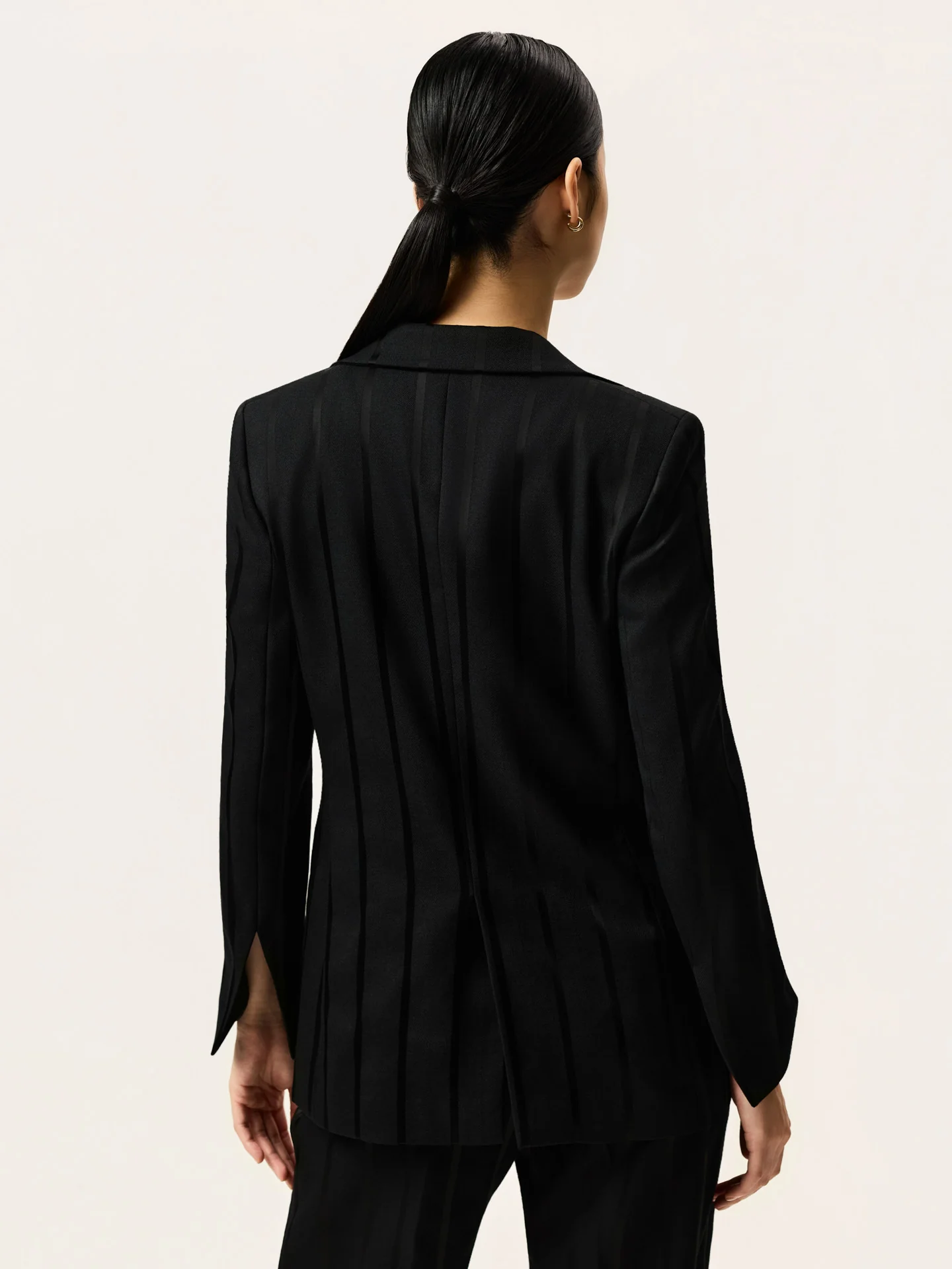 Single-Breasted Blazer In Striped Viscose Blend - Image 3