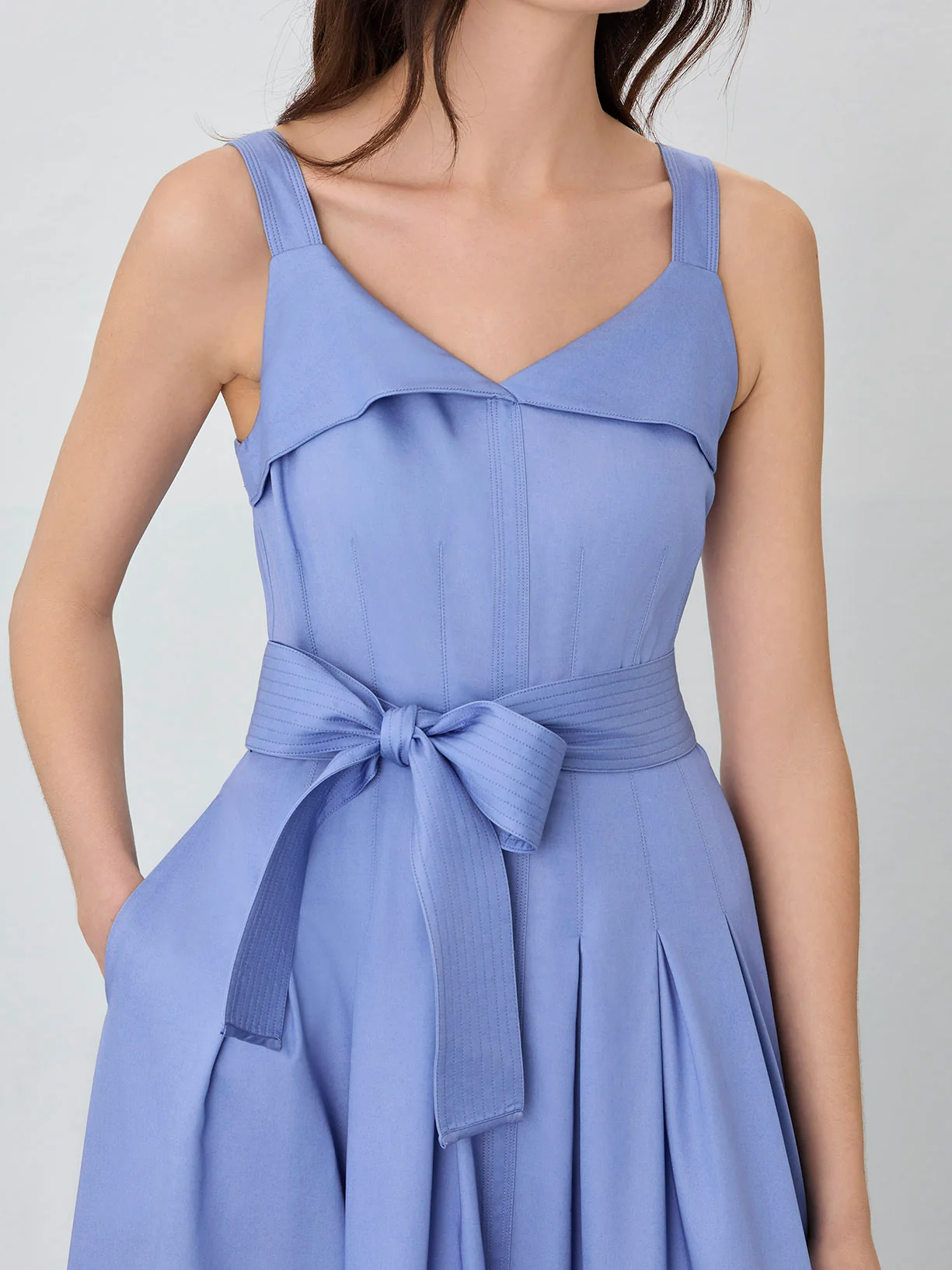 Sleeveless Midi Dress In Tencel Blend - Image 6