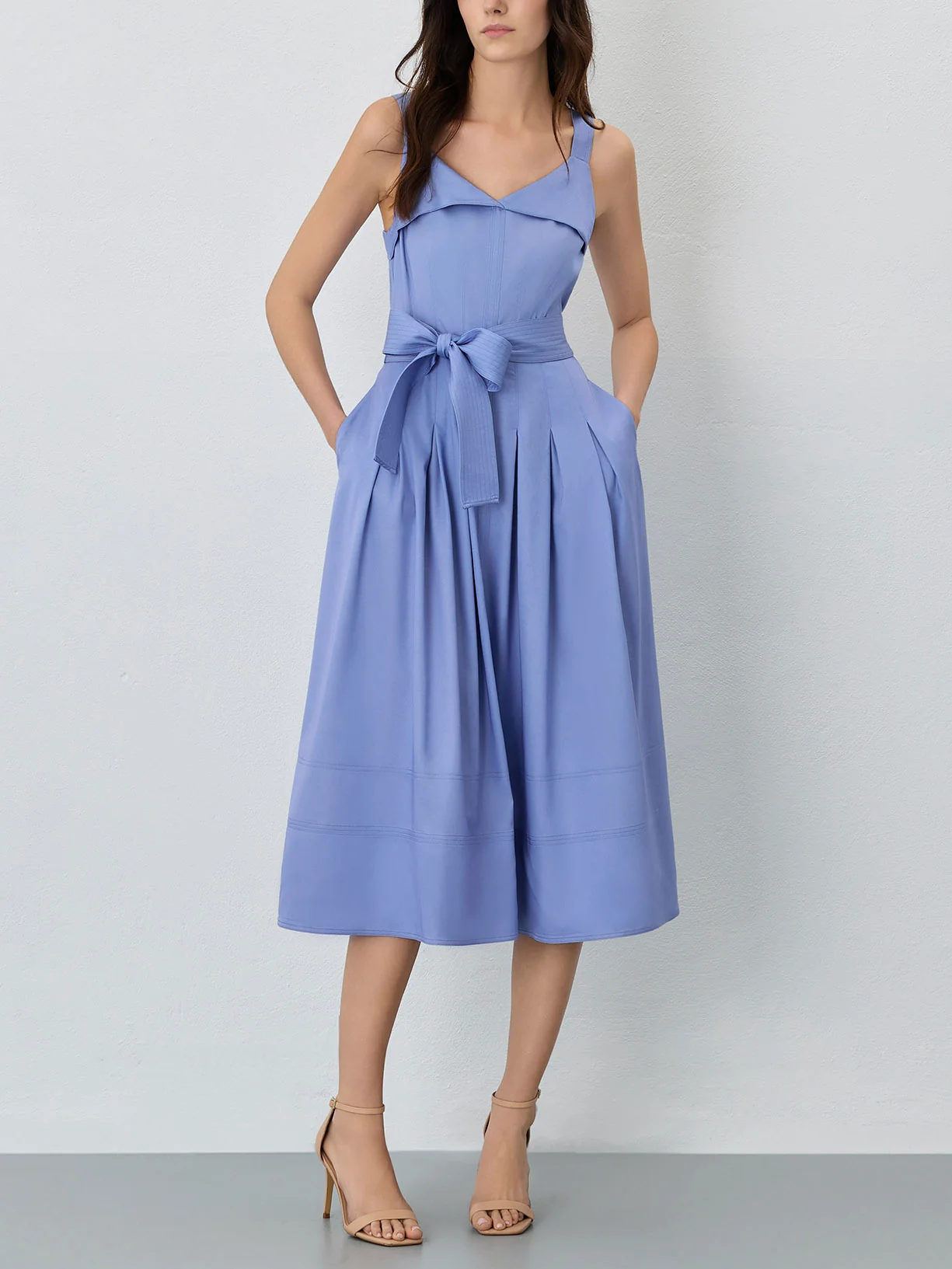 Sleeveless Midi Dress In Tencel Blend - Image 8