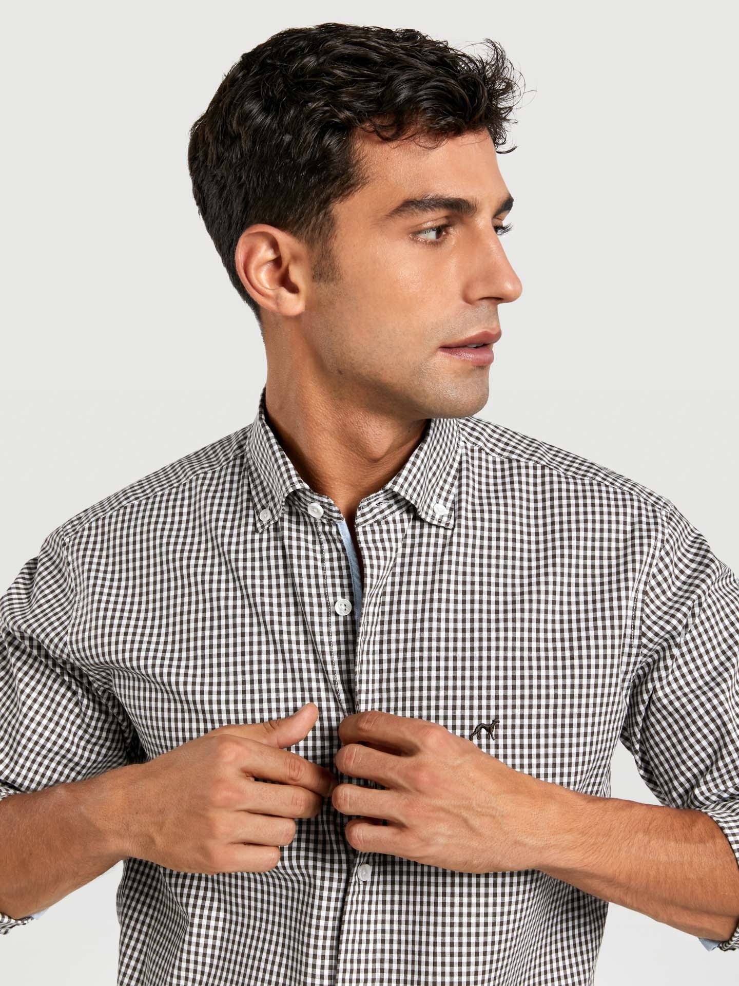 Slim fit 100% bci cotton checks oxford shirt
