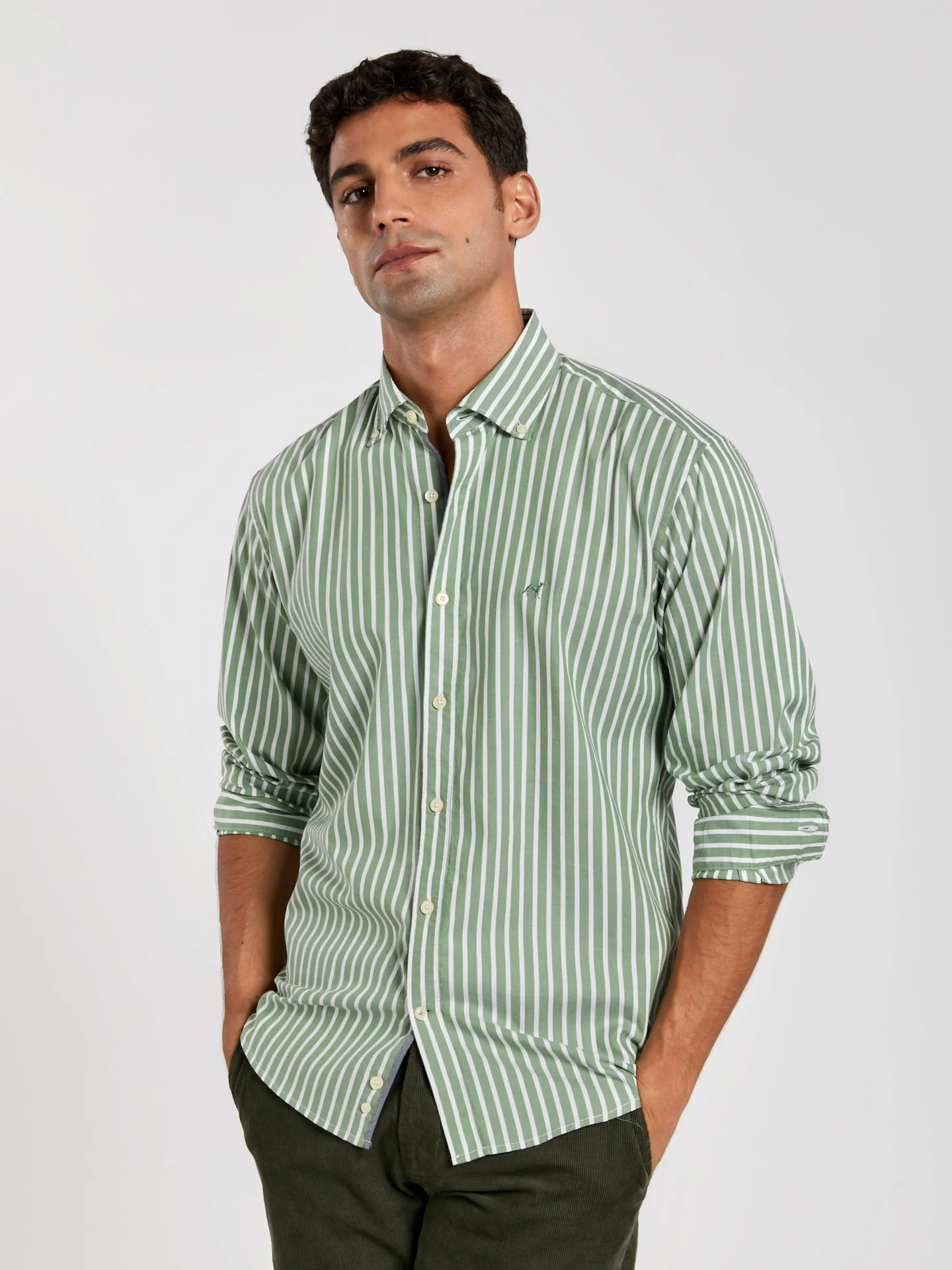 Slim fit 100% bci cotton striped oxford shirt - Image 2