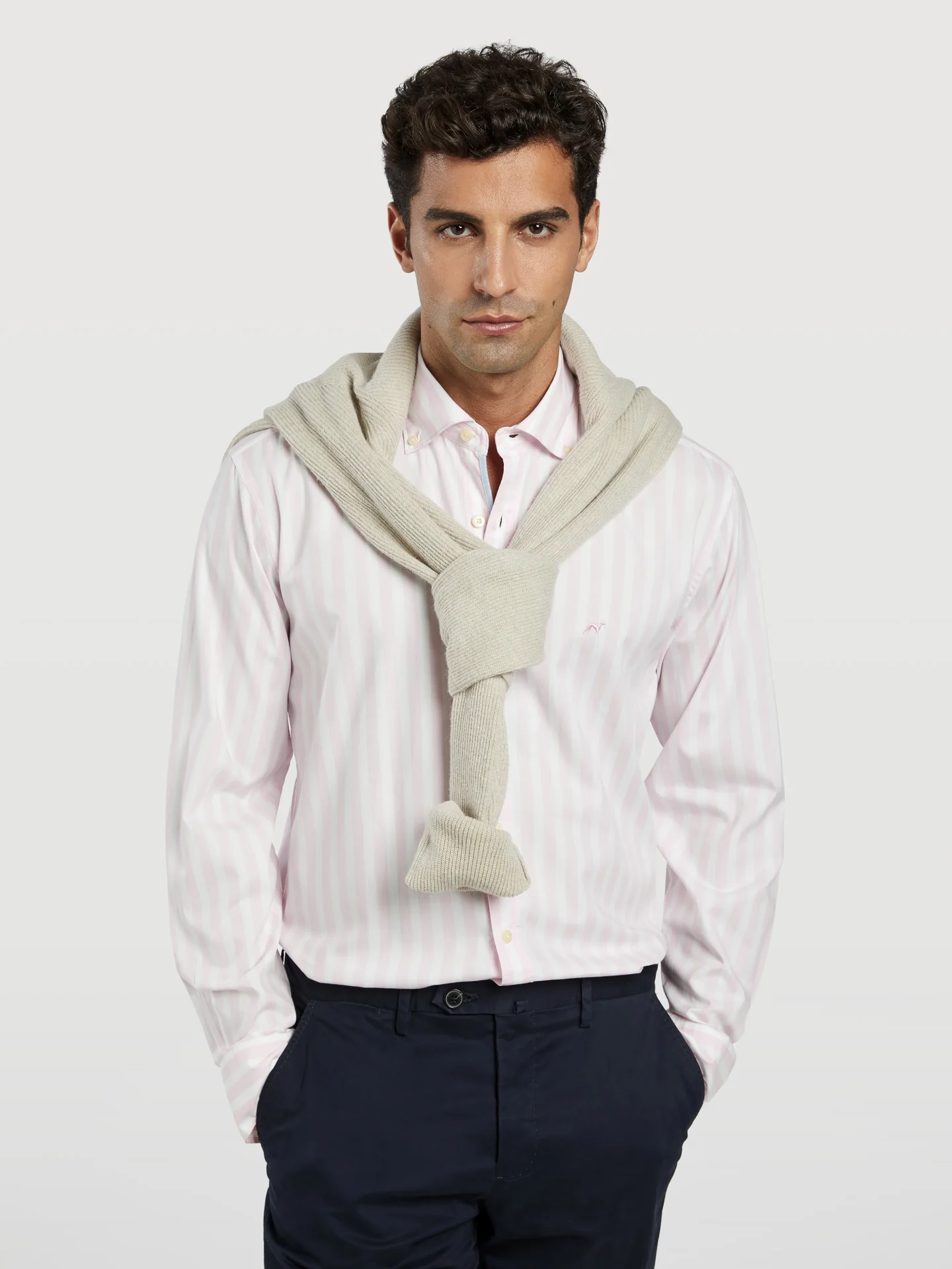 Slim fit 100%BCI cotton striped oxford shirt