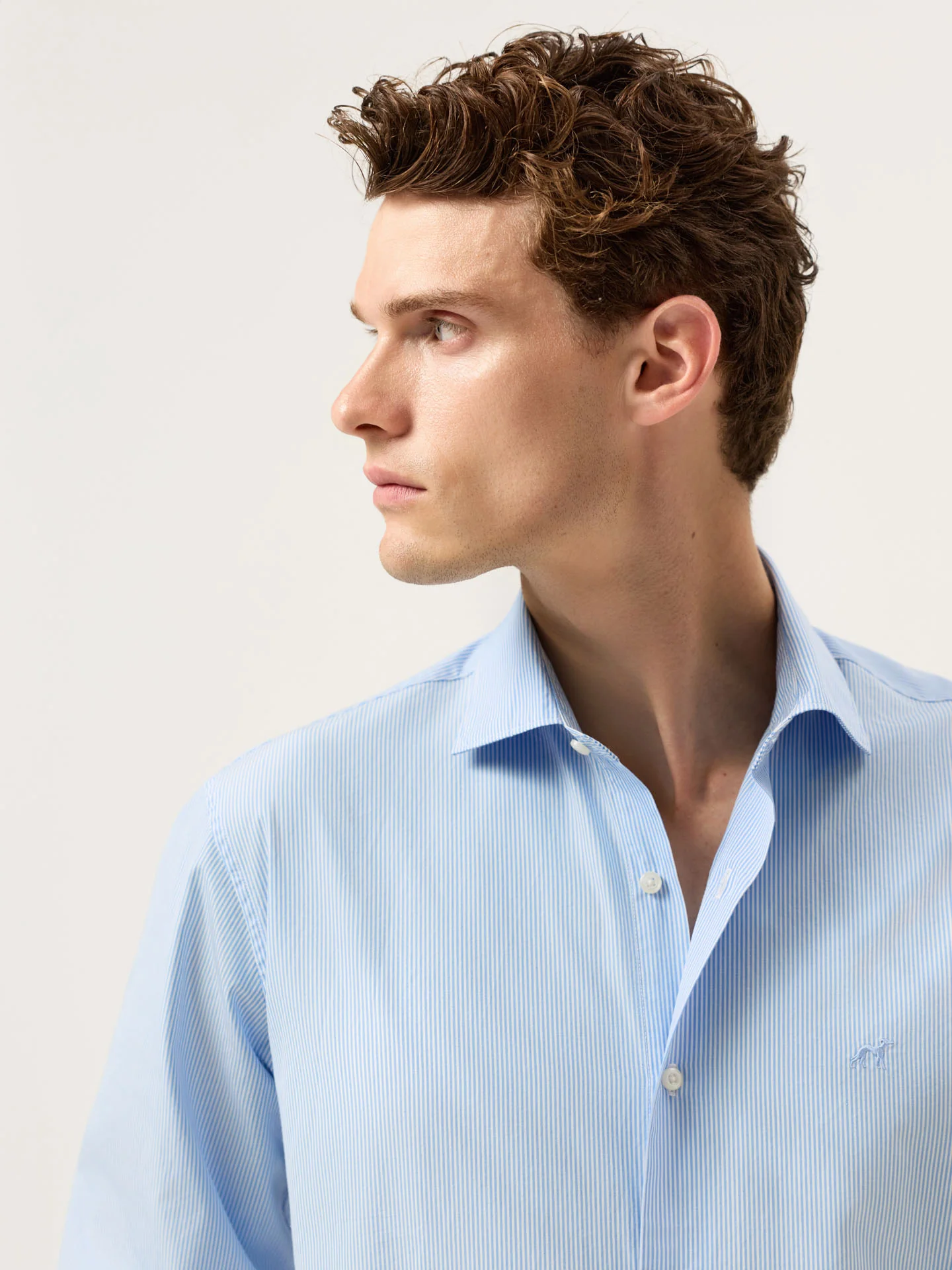Slim Fit 120’s Cotton Shirt With Refined Stripe Pattern - Image 2