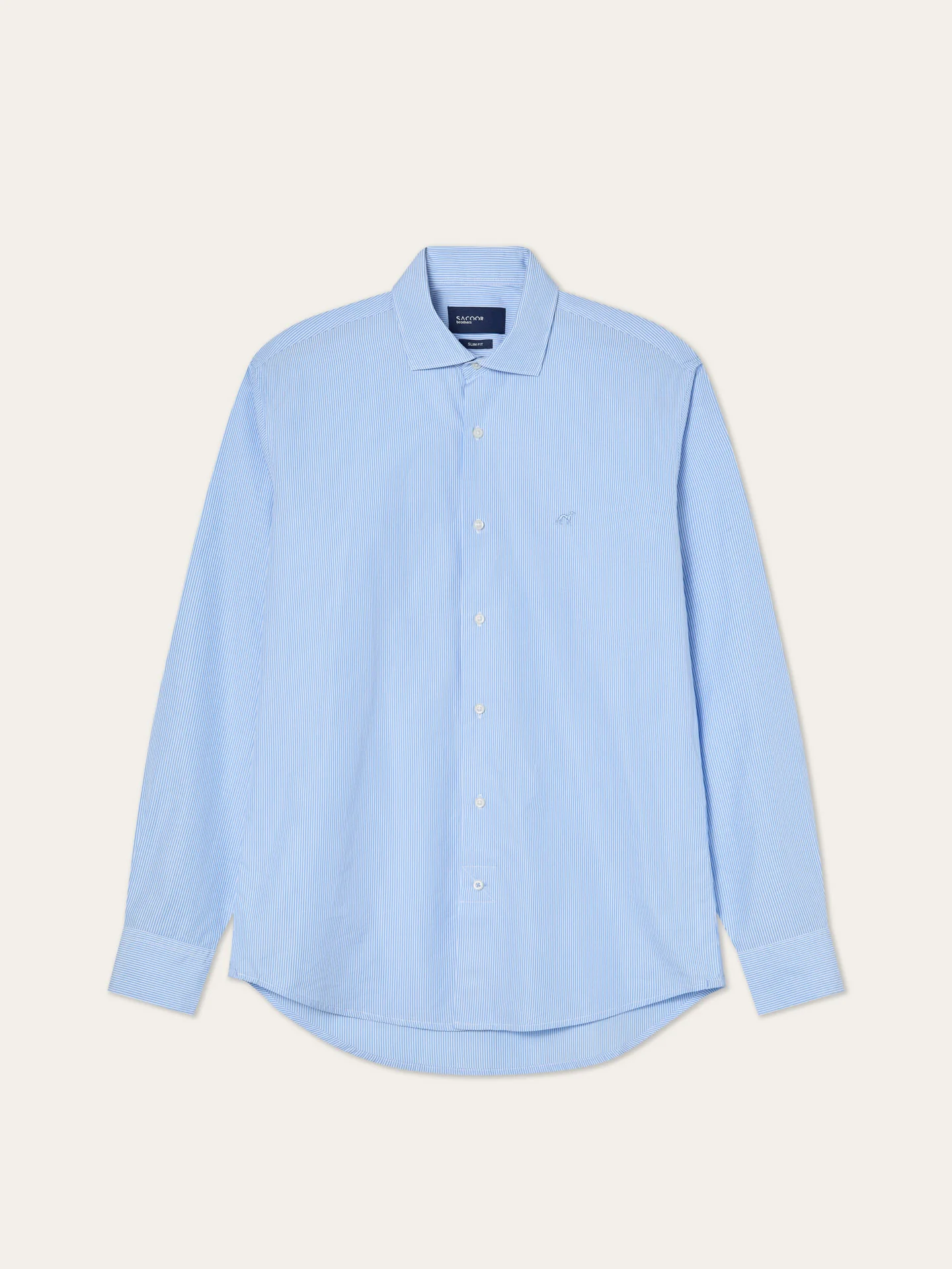 Slim Fit 120’s Cotton Shirt With Refined Stripe Pattern - Image 3
