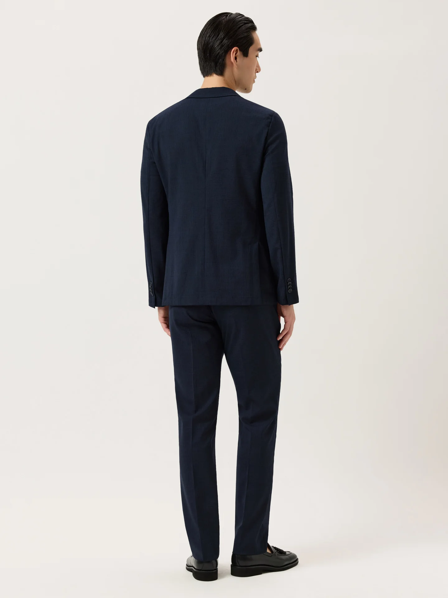Slim Fit Airmesh Plaid Travel Suit In Washable Wool Blend - Image 3