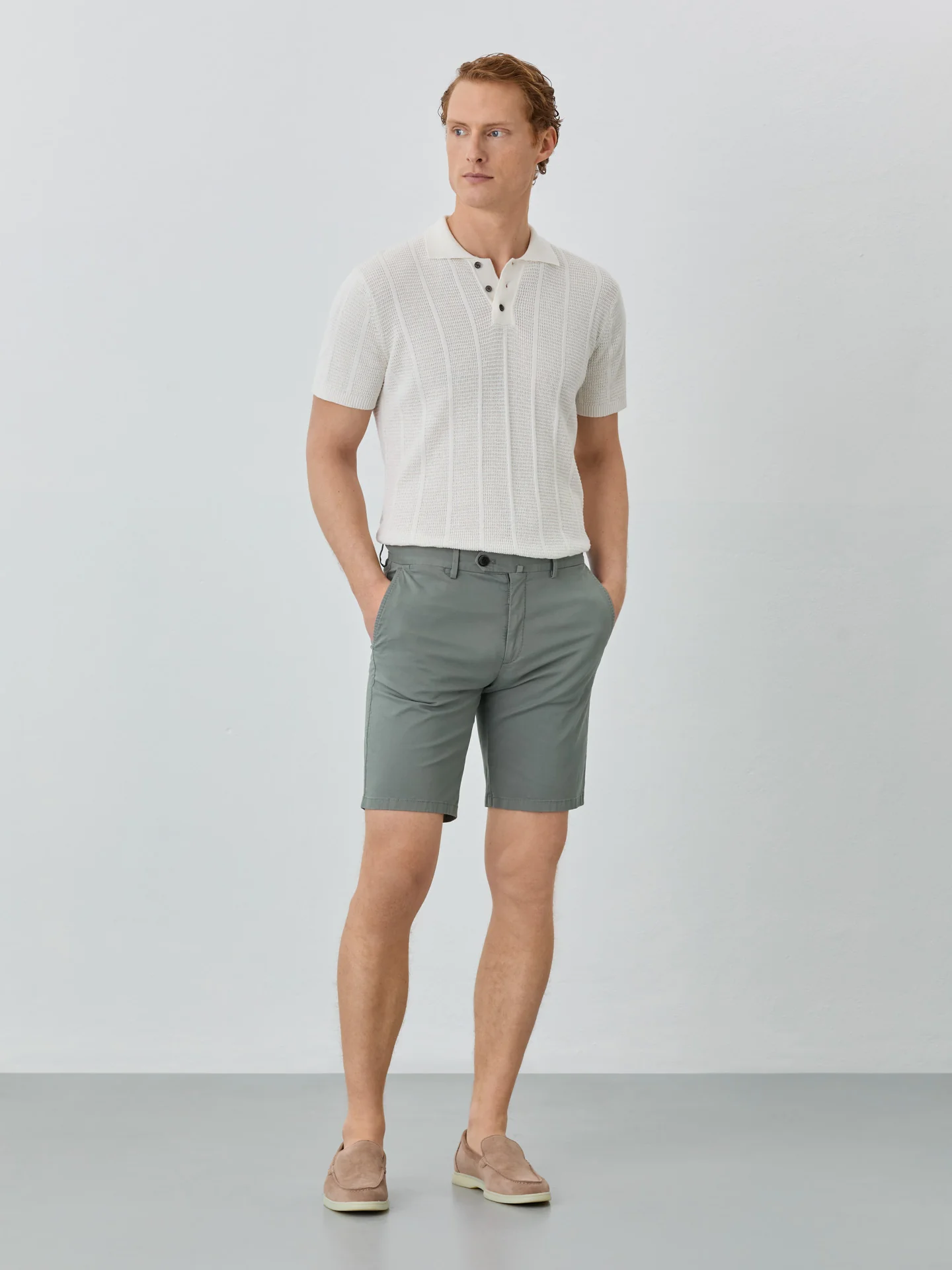 Slim Fit Bermuda Shorts In Blended Cotton - Image 13