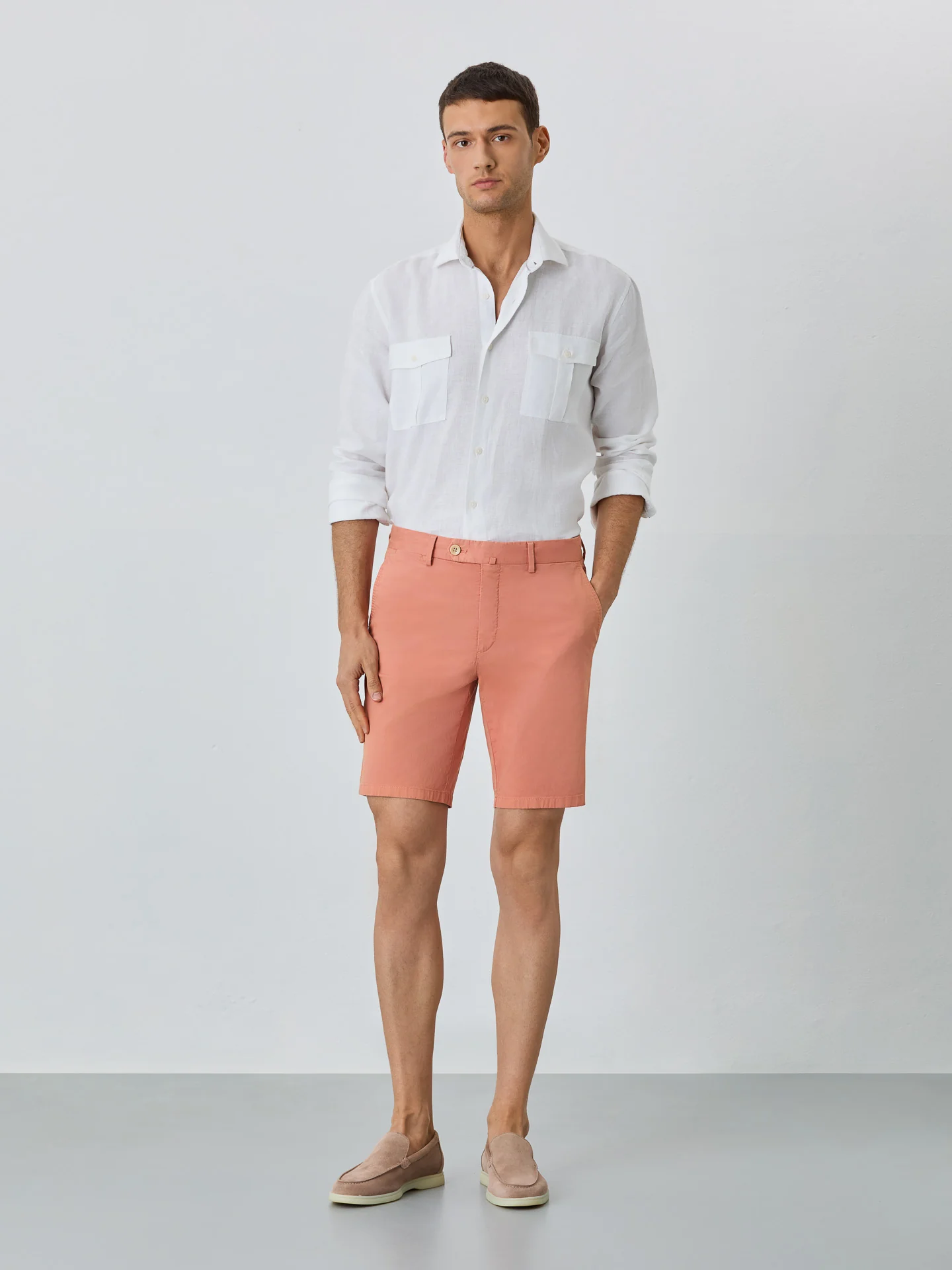 Slim Fit Bermuda Shorts In Blended Cotton - Image 22