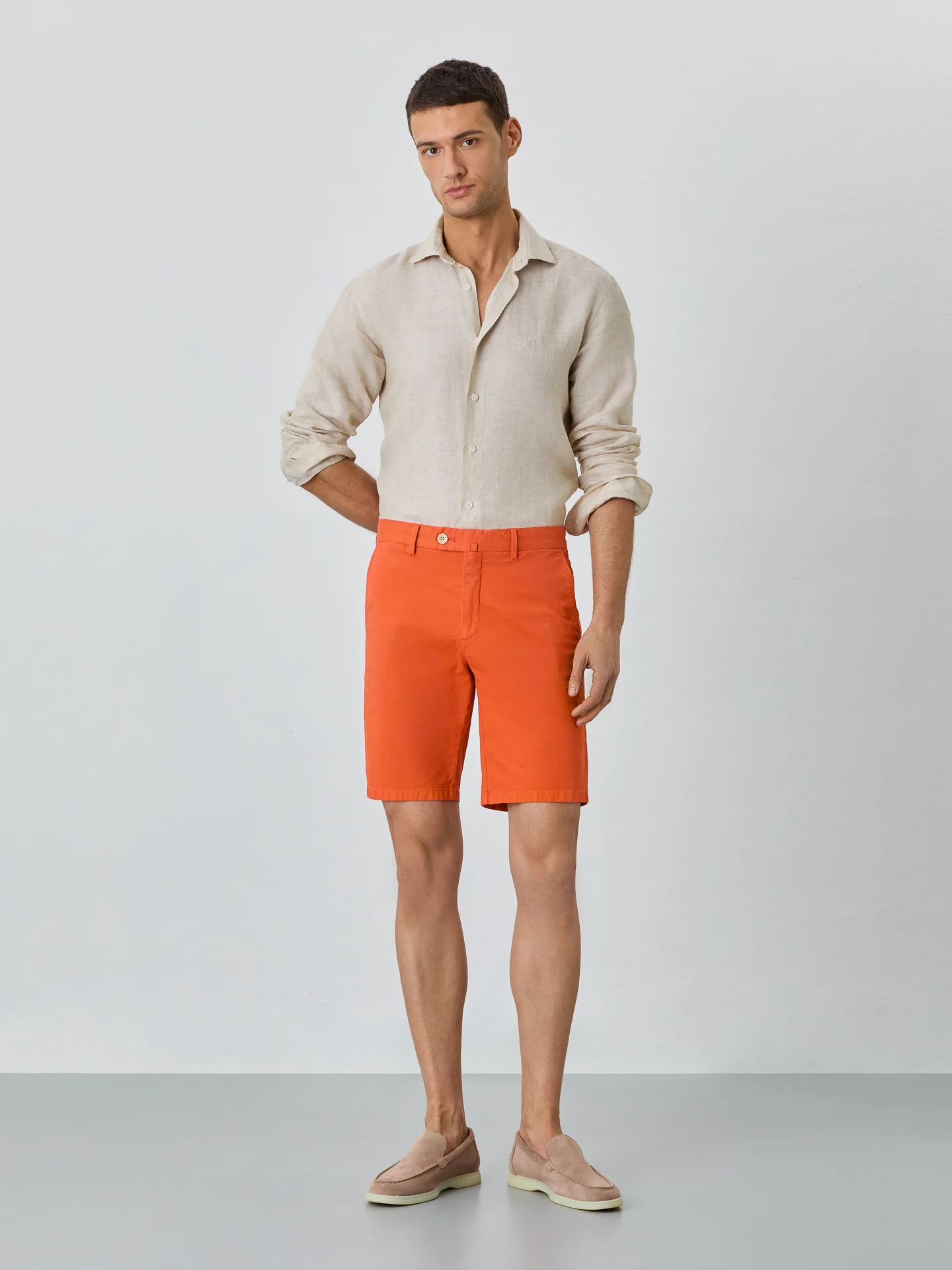 Slim Fit Bermuda Shorts In Blended Cotton - Image 31