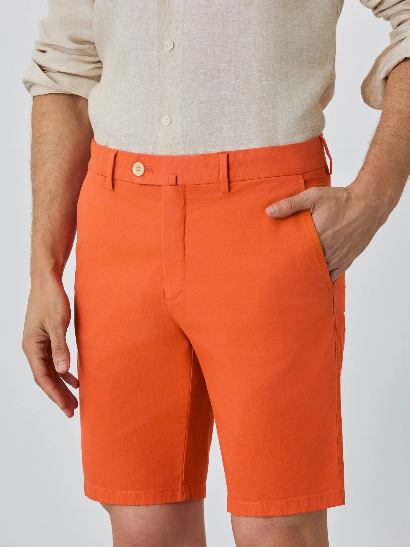 Slim Fit Bermuda Shorts In Blended Cotton - Image 32
