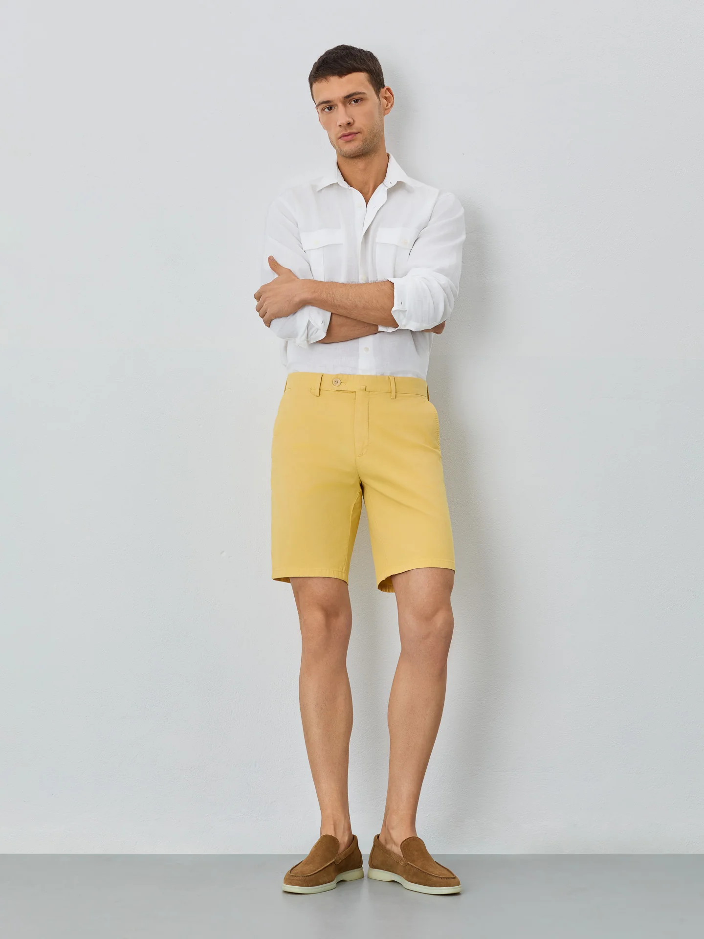Slim Fit Bermuda Shorts In Blended Cotton - Image 47
