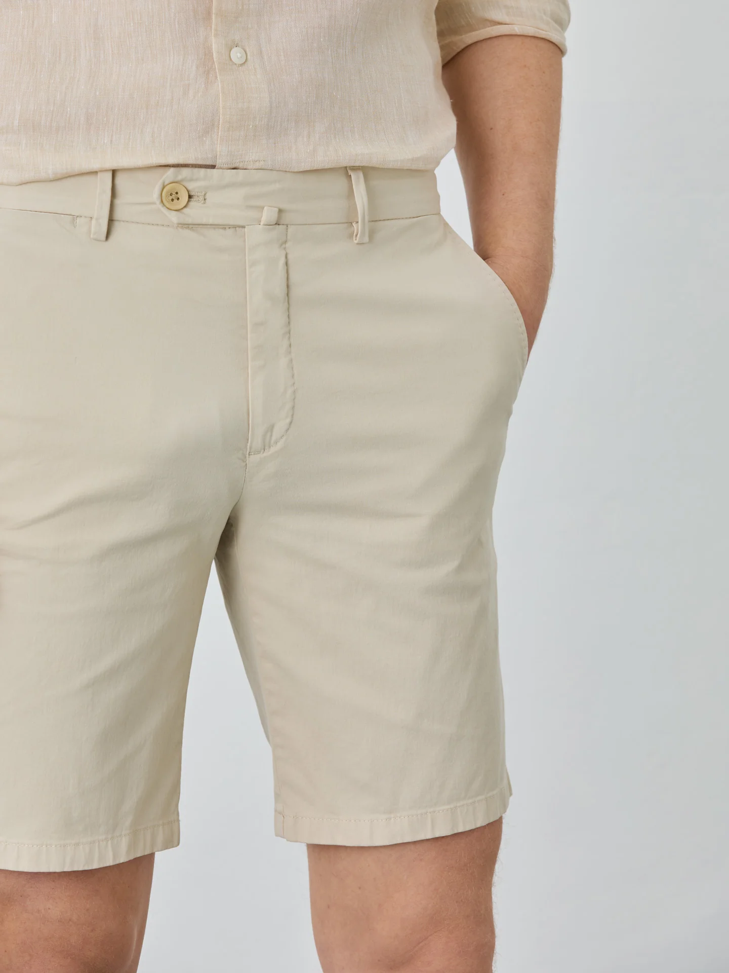 Slim Fit Bermuda Shorts In Blended Cotton - Image 9