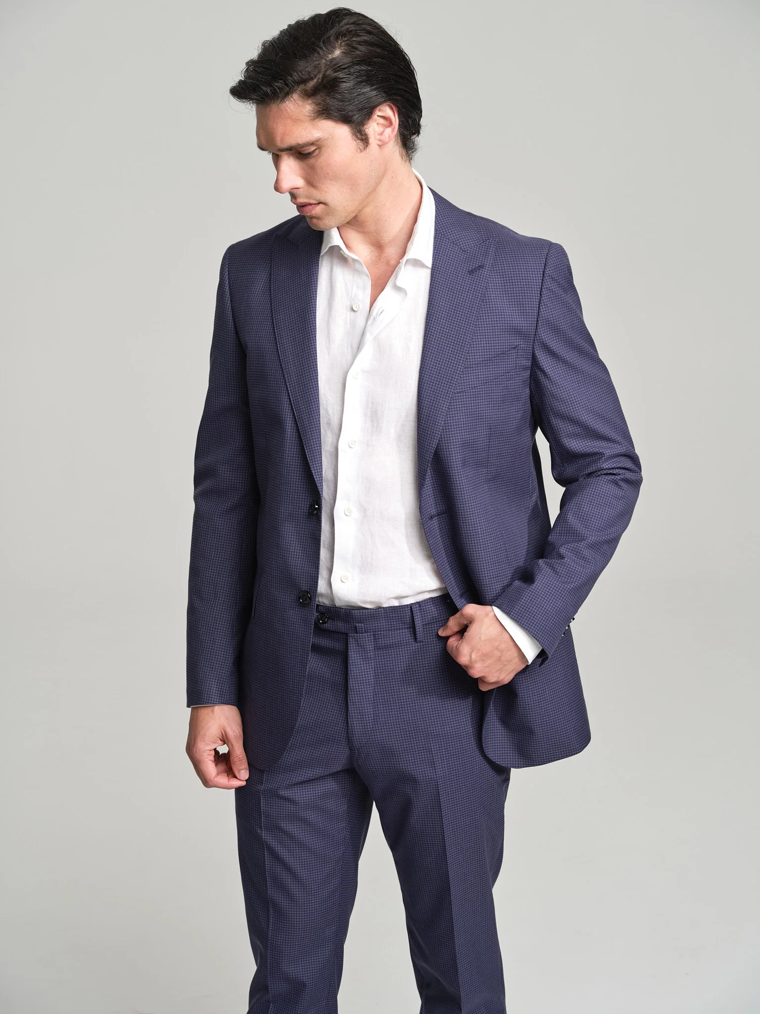 Slim fit Business breathable checked suit - Image 2