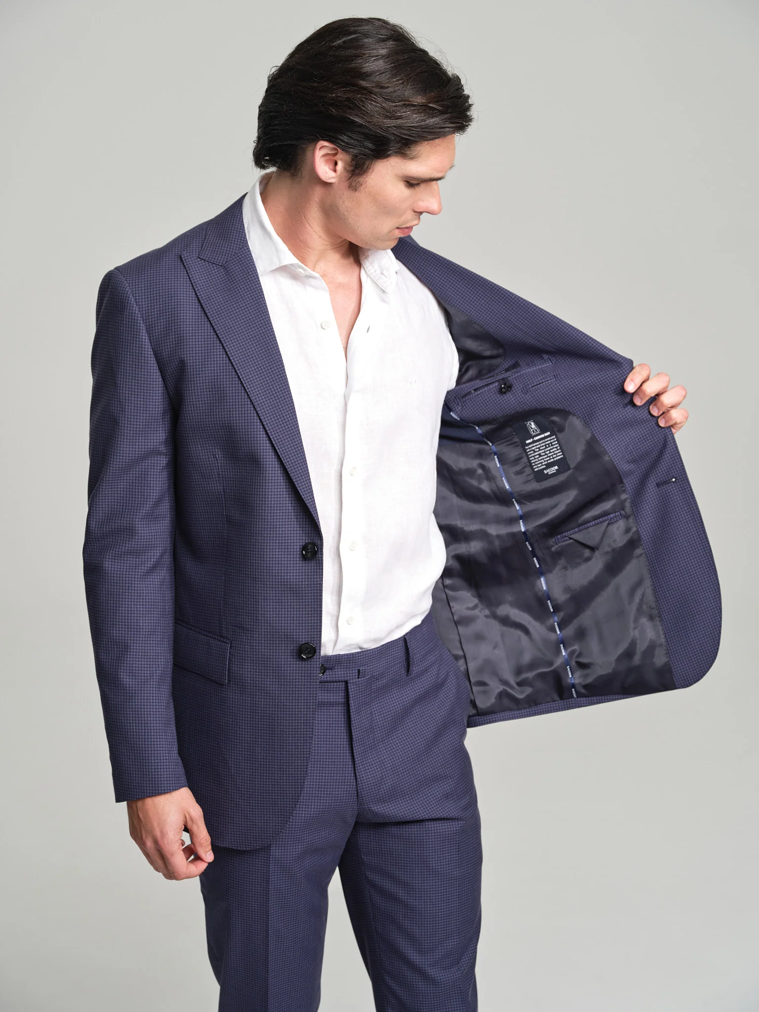 Slim fit Business breathable checked suit - Image 3