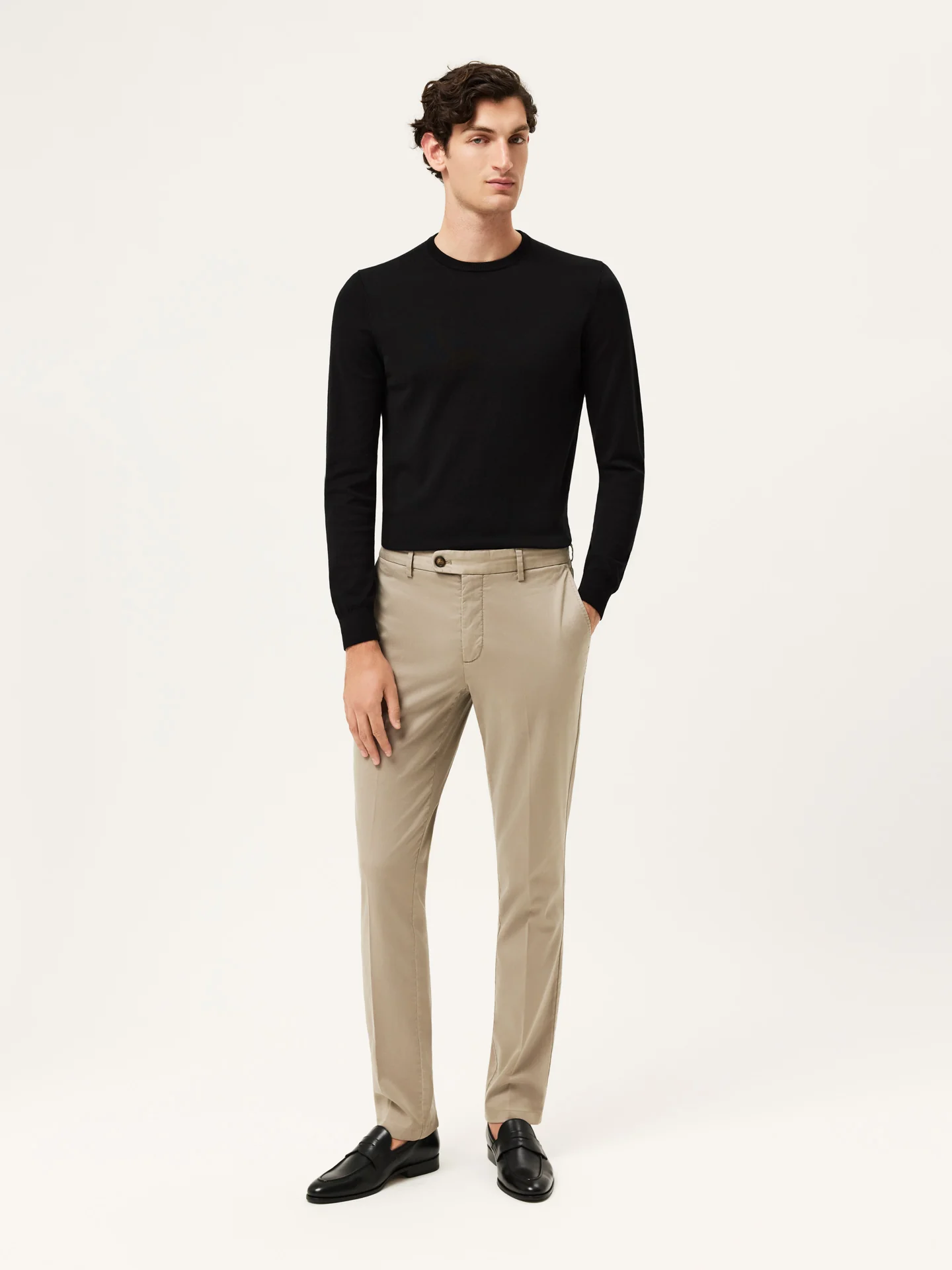 Slim Fit Cashmere Touch Twill Chino In Tencel Blend - Image 12