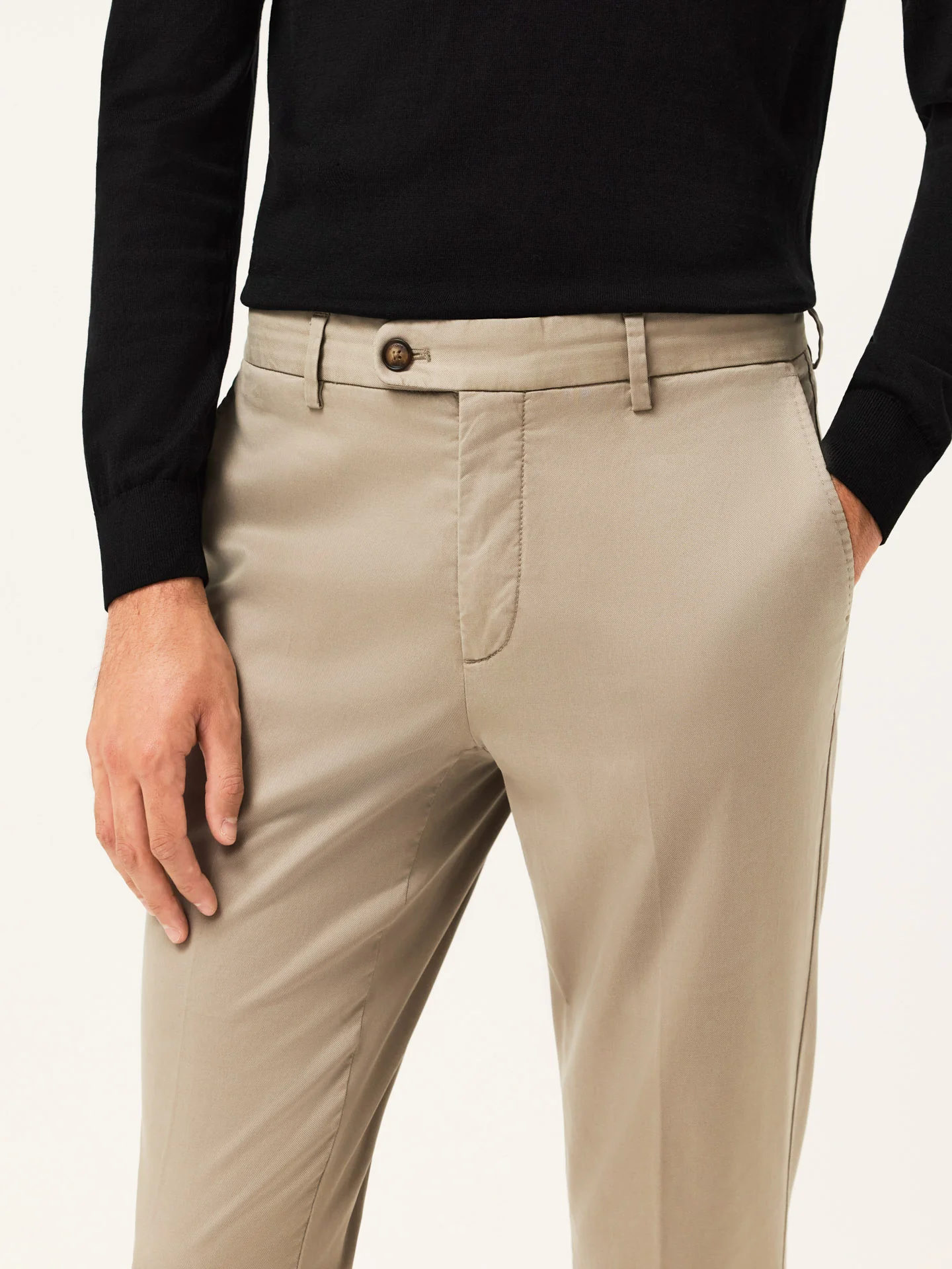 Slim Fit Cashmere Touch Twill Chino In Tencel Blend - Image 13