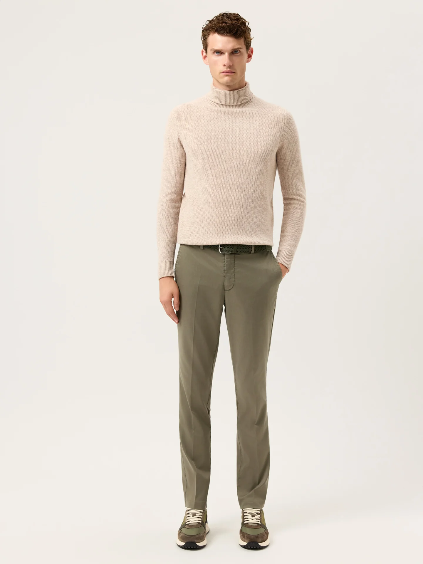 Slim Fit Cashmere Touch Twill Chino In Tencel Blend - Image 8