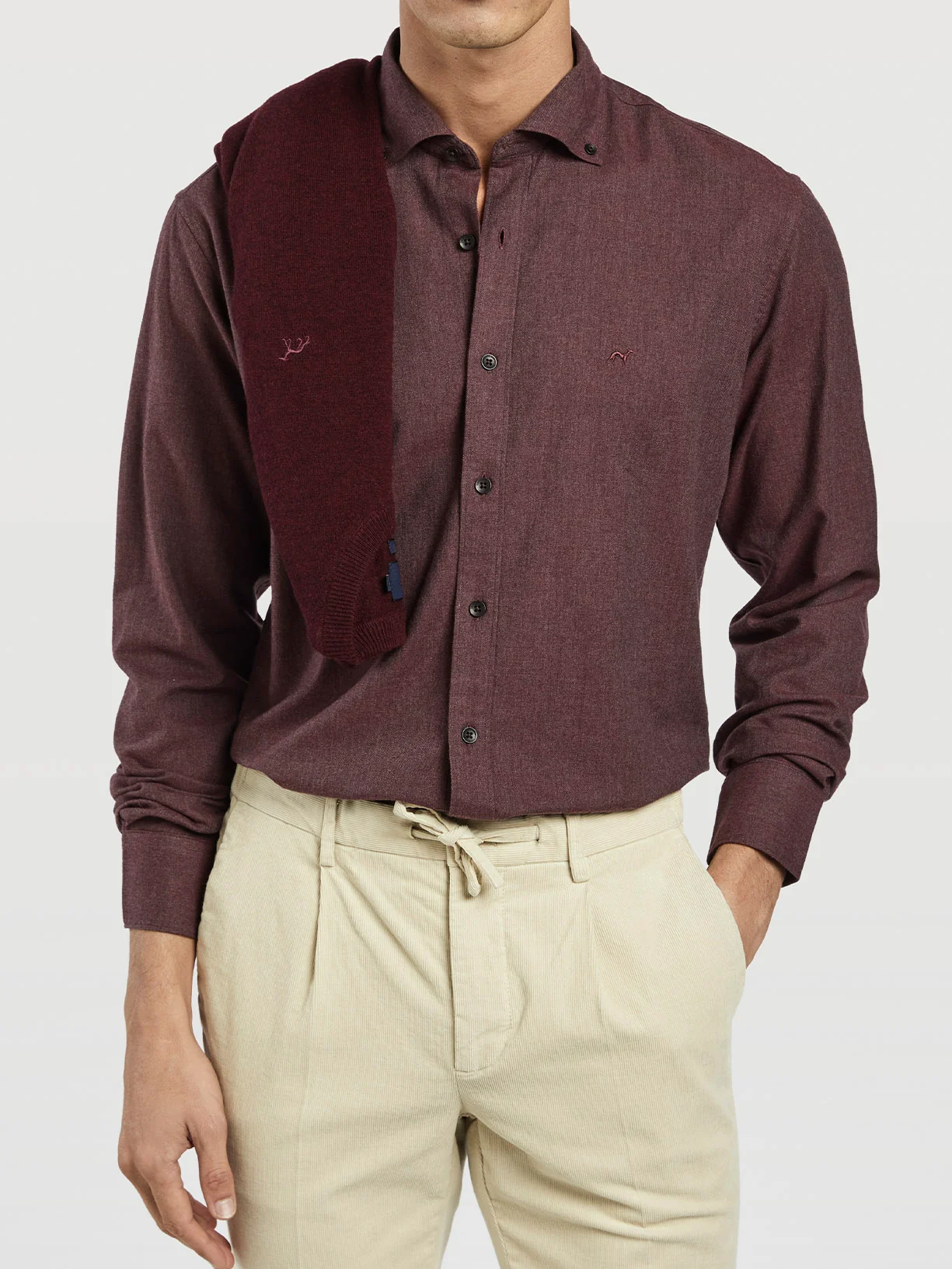 Slim fit casual herringbone shirt
