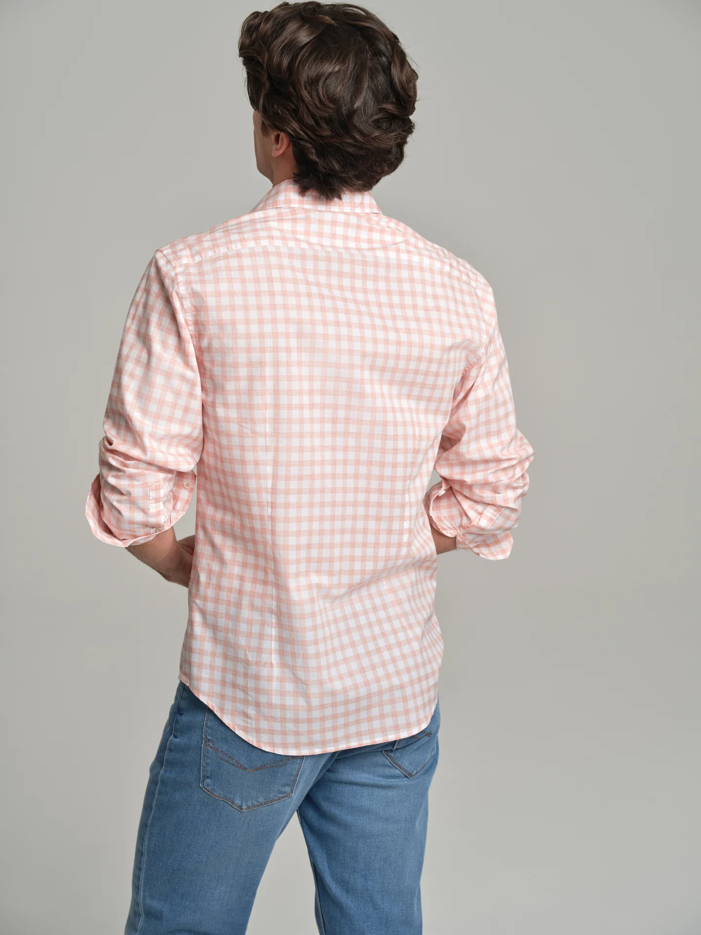 Slim fit casual melange vichy shirt - Image 3