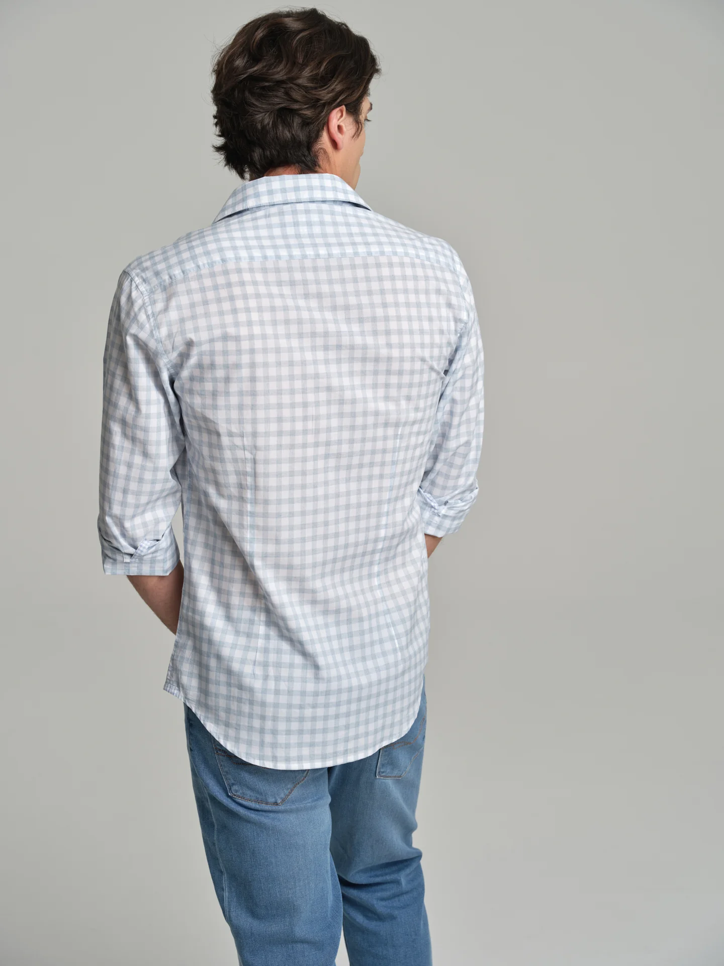 Slim fit casual melange vichy shirt - Image 3