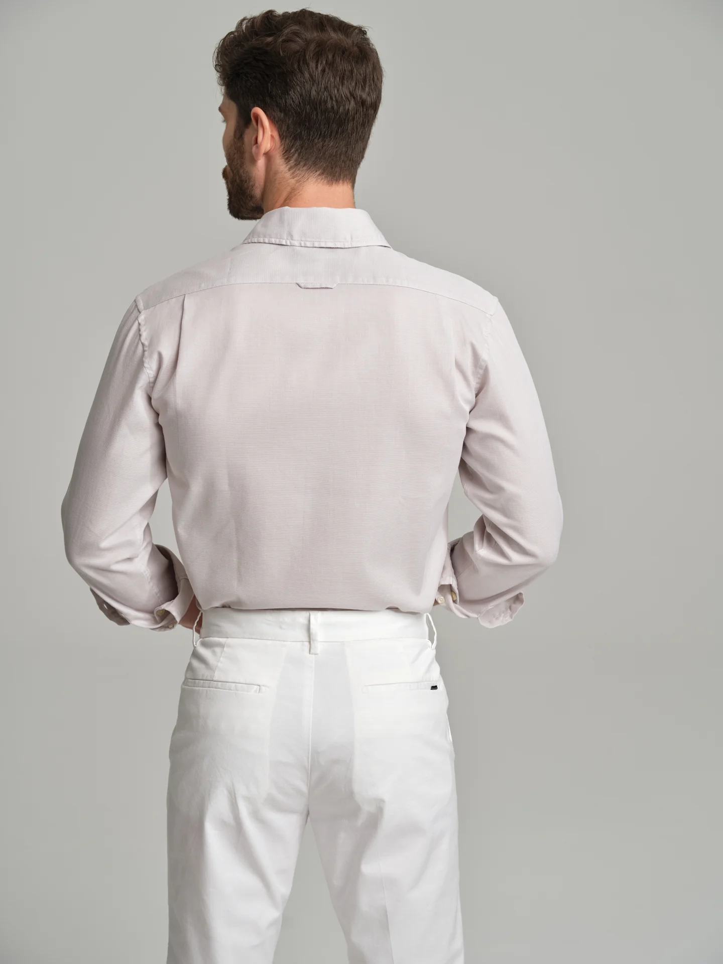 Slim fit casual plain piquet structure shirt - Image 3