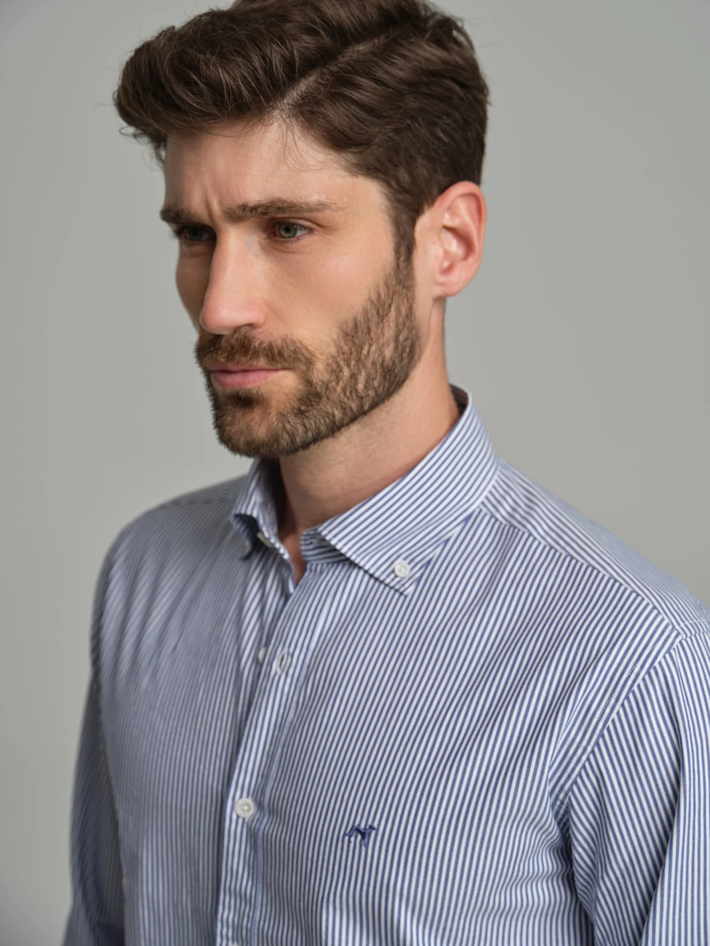 Slim fit casual striped Elton BCI Cotton shirt - Image 5