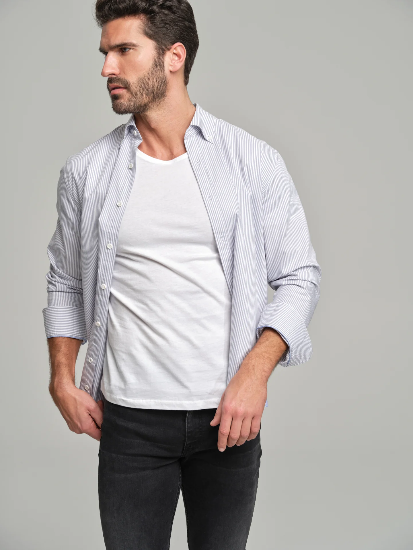 Slim fit casual striped Elton BCI Cotton shirt
