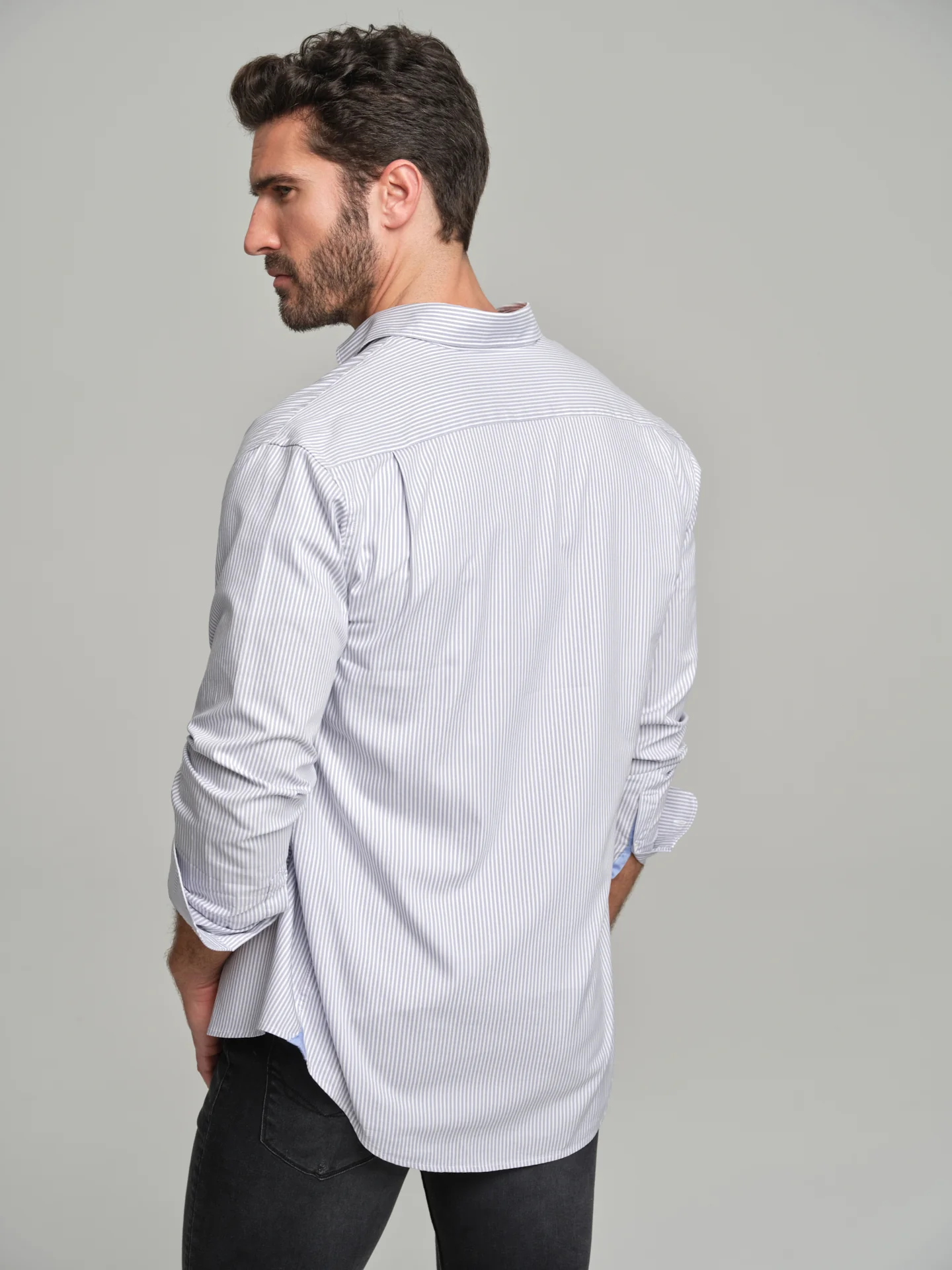 Slim fit casual striped Elton BCI Cotton shirt - Image 3