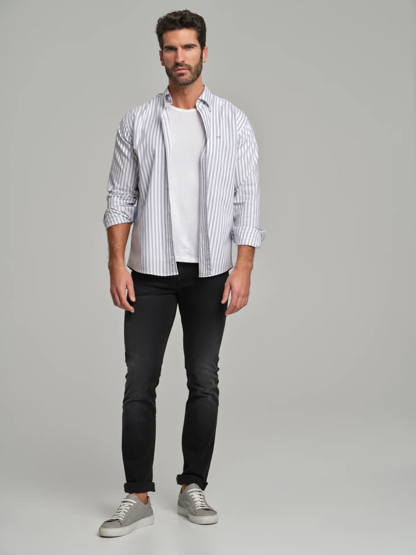 Slim fit casual striped Elton BCI Cotton shirt