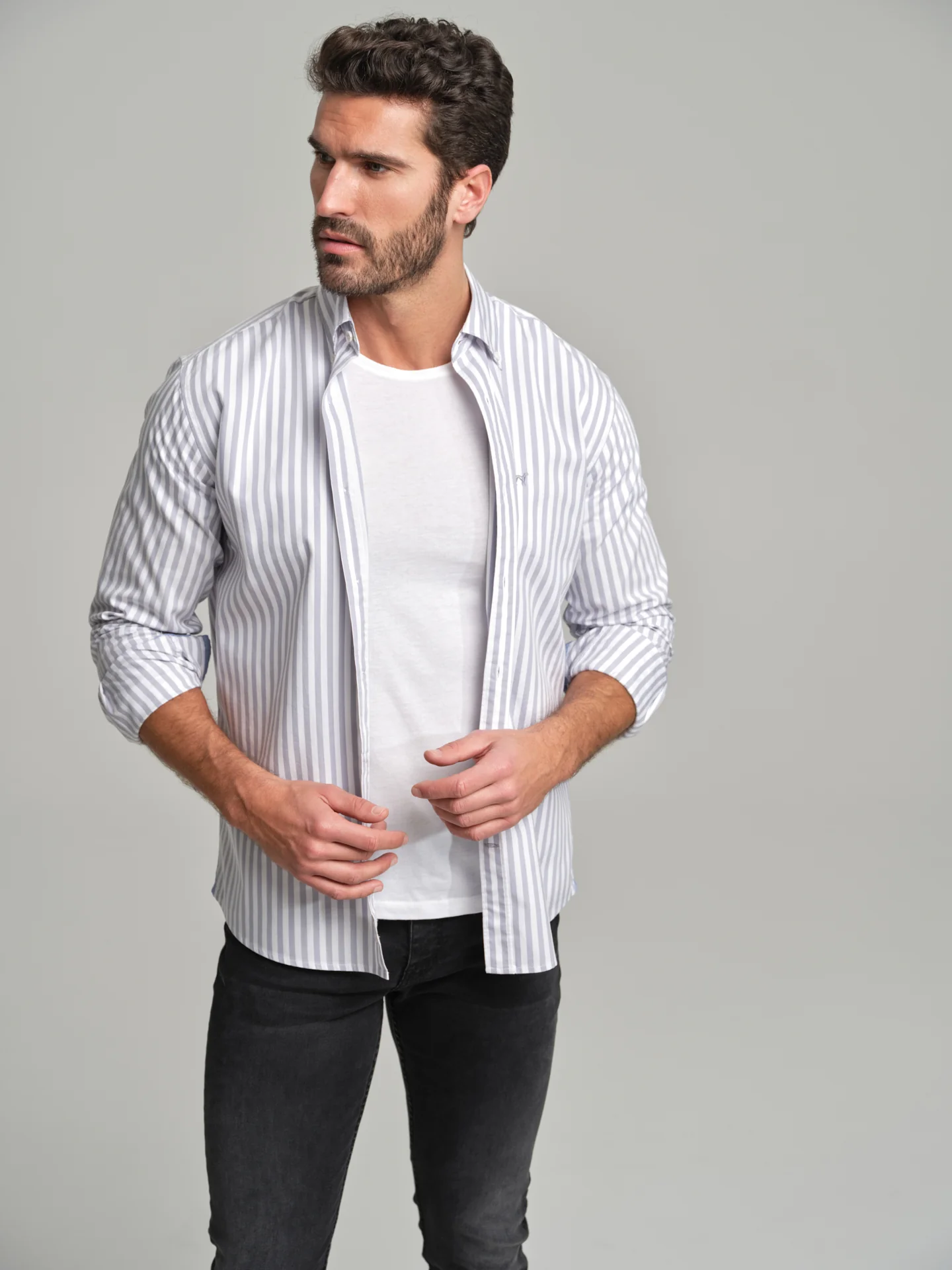 Slim fit casual striped Elton BCI Cotton shirt - Image 2