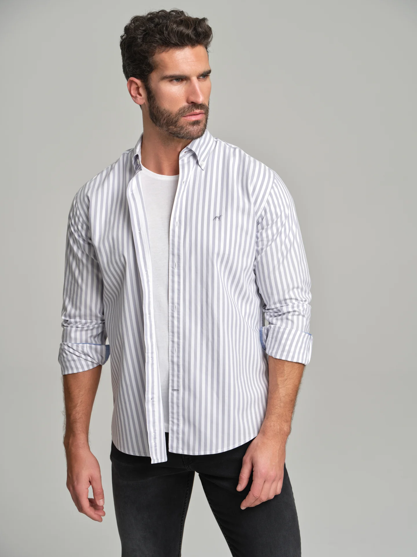 Slim fit casual striped Elton BCI Cotton shirt - Image 3